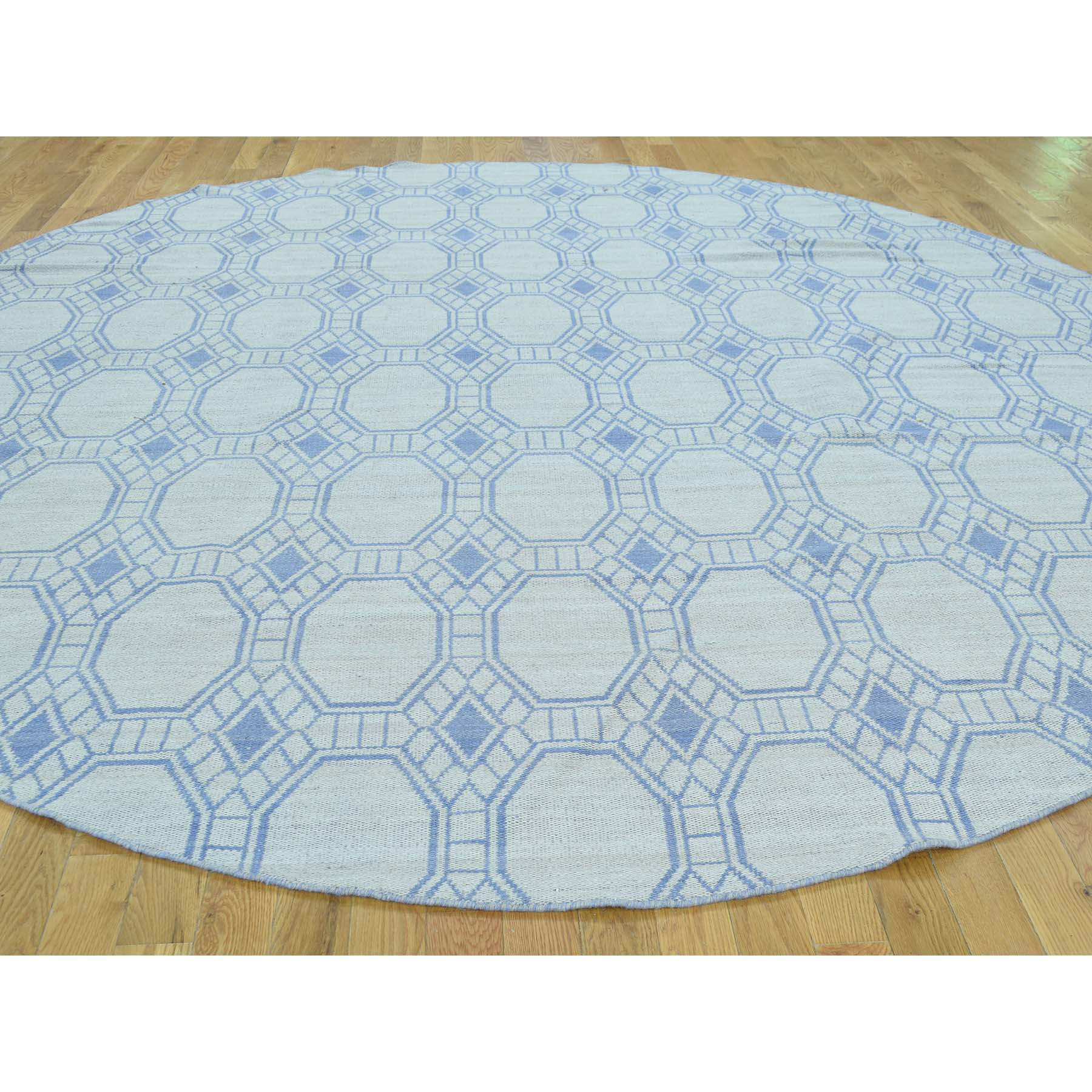 9-8 x9-8  Hand-Woven Flat Weave Reversible Durie Kilim Round Oriental Rug 