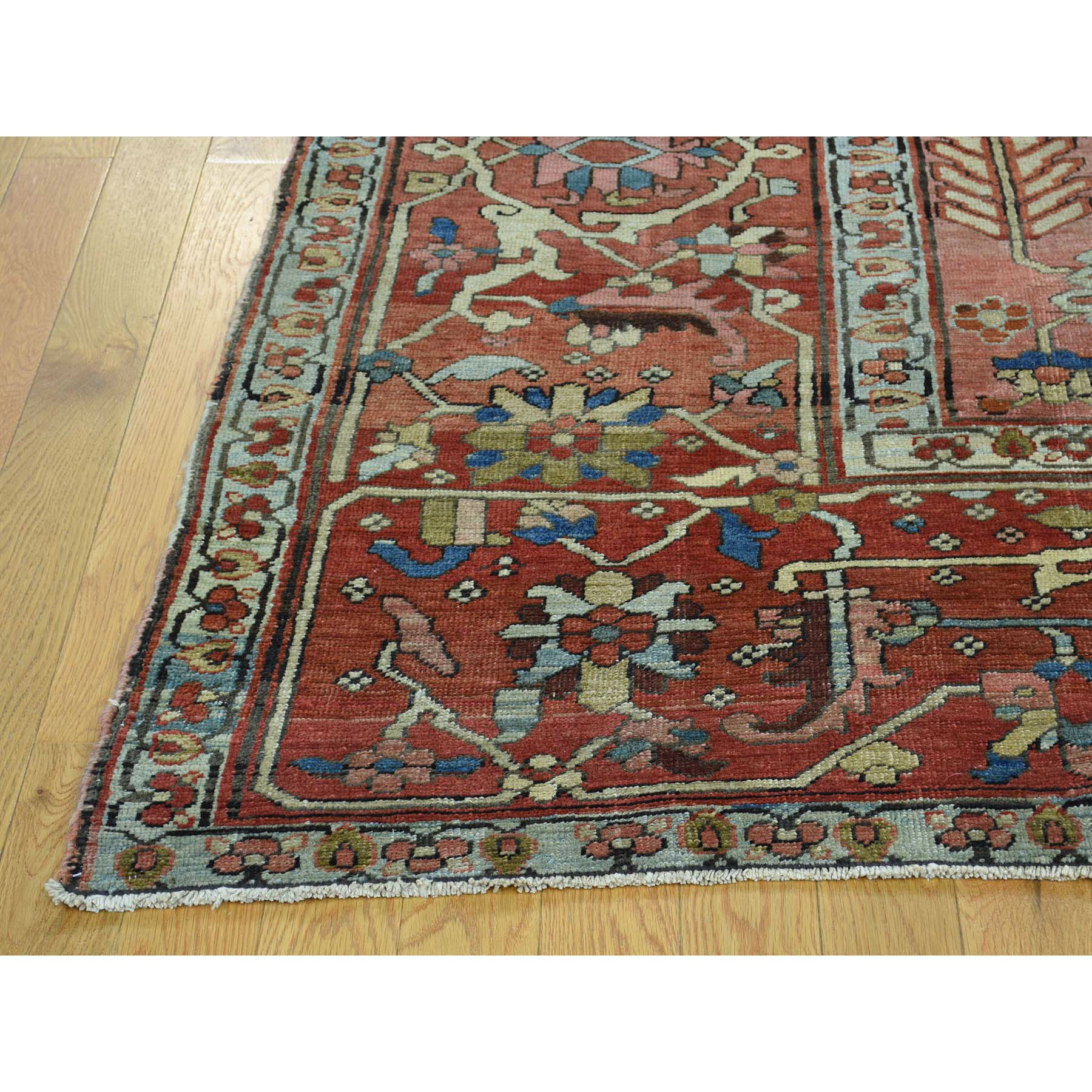 9-7 x12-4  Good Condition Antique Persian Serapi Hand-Knotted Rug 