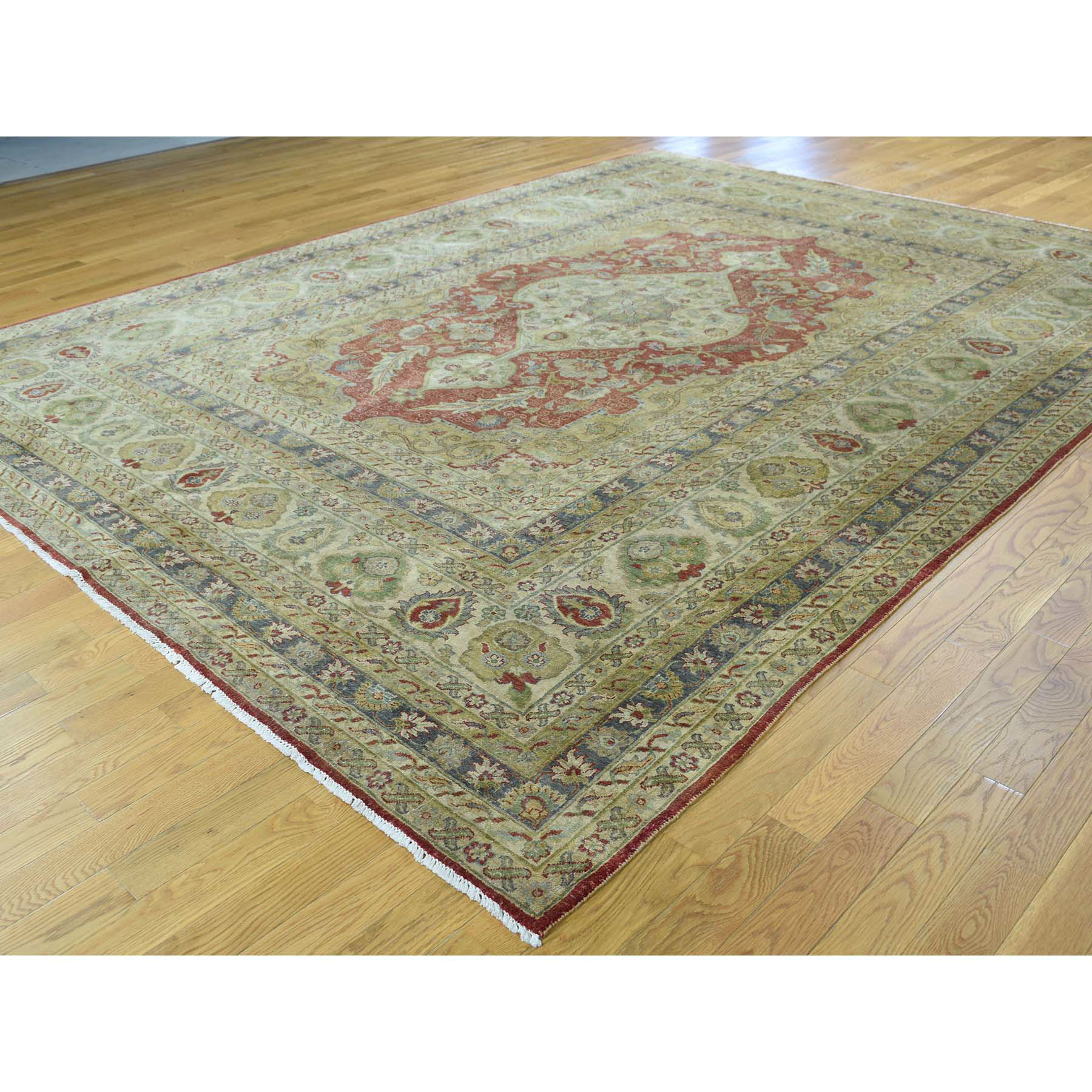 9-x11-9  Pure Silk Antiqued Ottoman Design Hand-Knotted Oriental Rug 