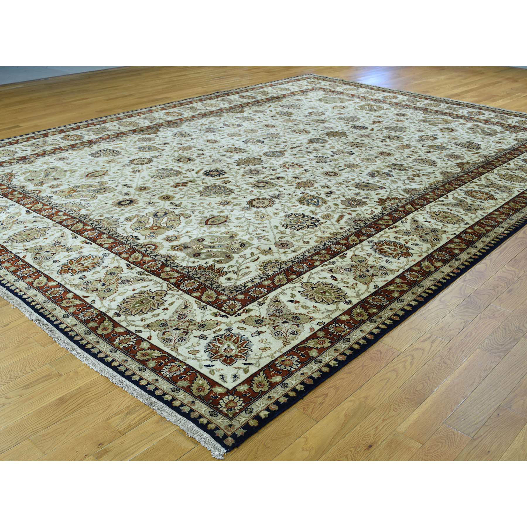 10-2 x13-7  Fine Oriental Pure Wool Antiqued Tabriz Hand-Knotted Rug 