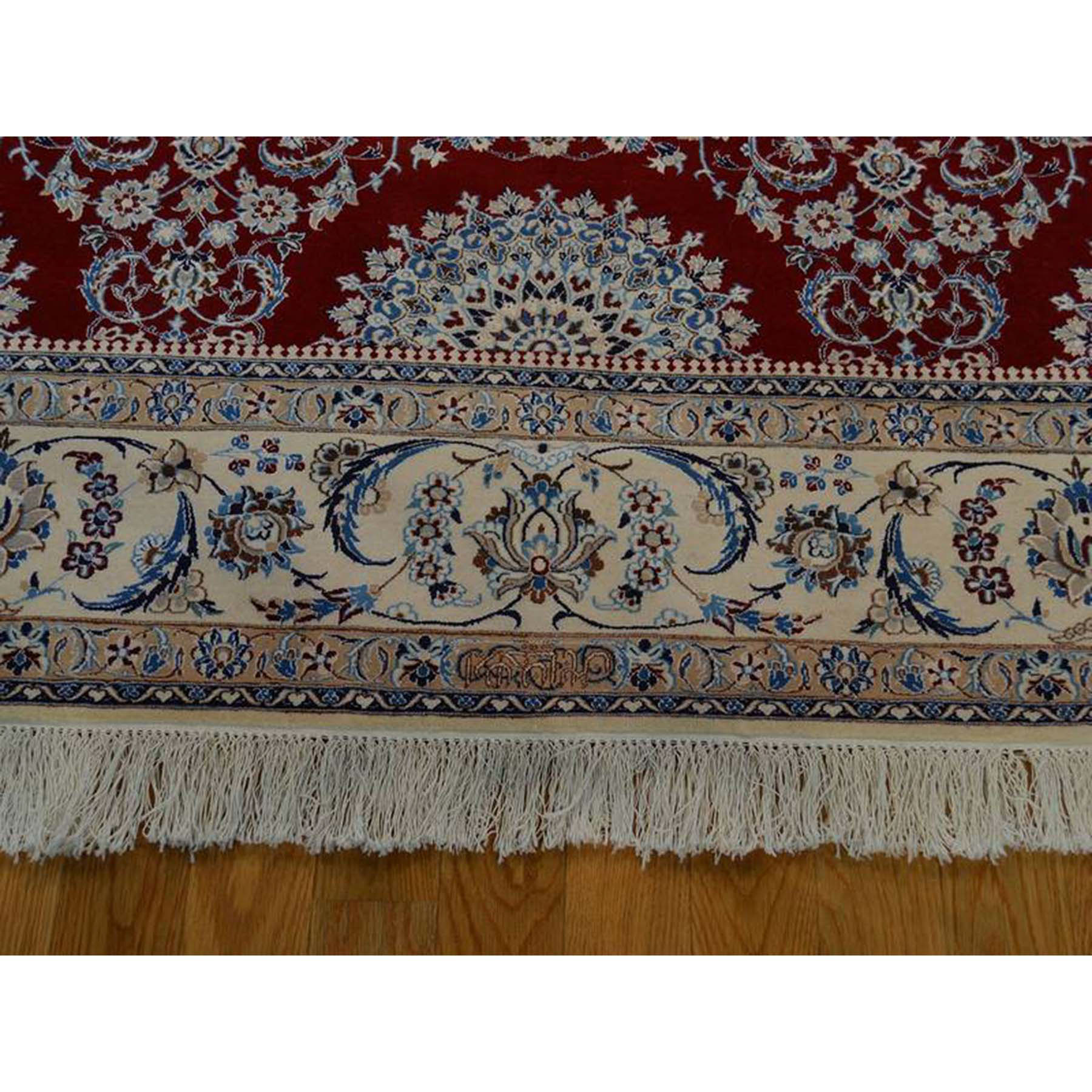 6-x9- Wool and Silk 400 Kpsi Hand-Knotted Signed Persian Nain Rug 