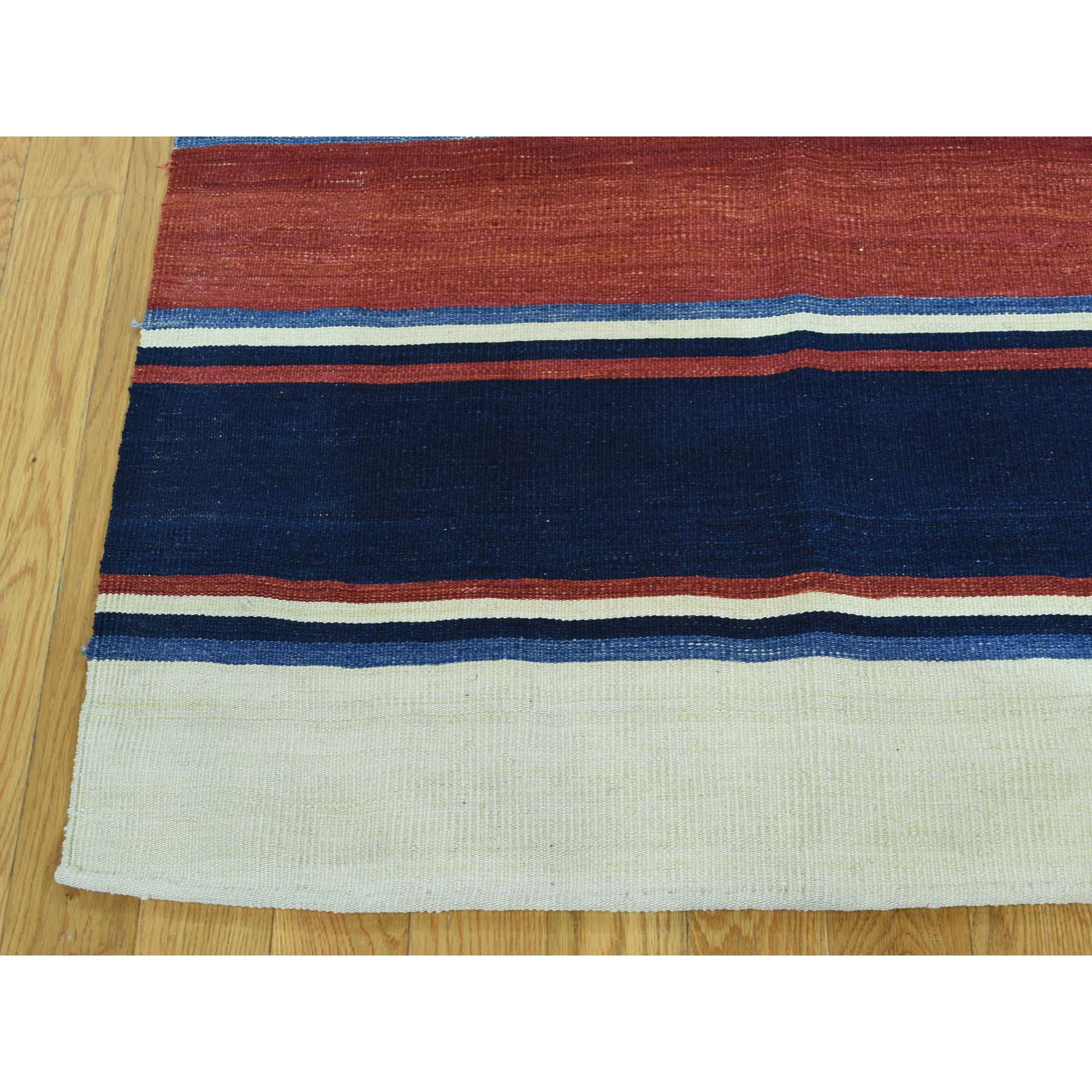6-5 x9- Hand Woven Flat Weave Striped Qashqai Kilim Oriental Rug 