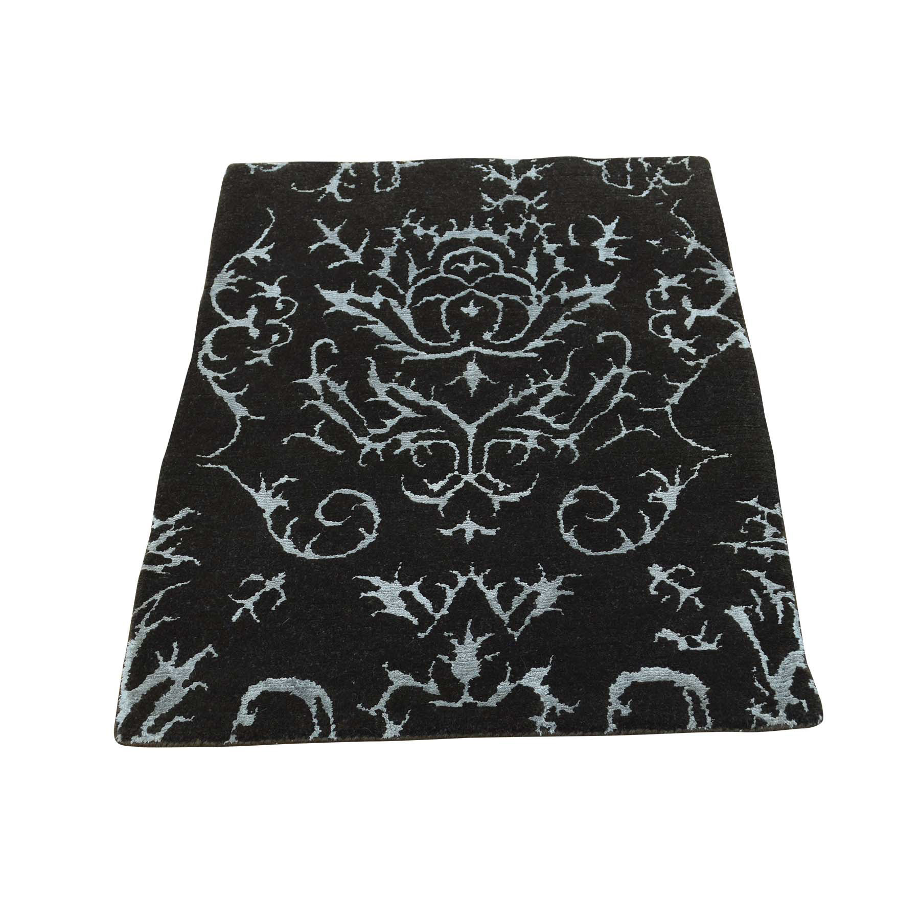 2-x2-10  Modern Wool and Silk Damask Design Hand-Knotted Rug 