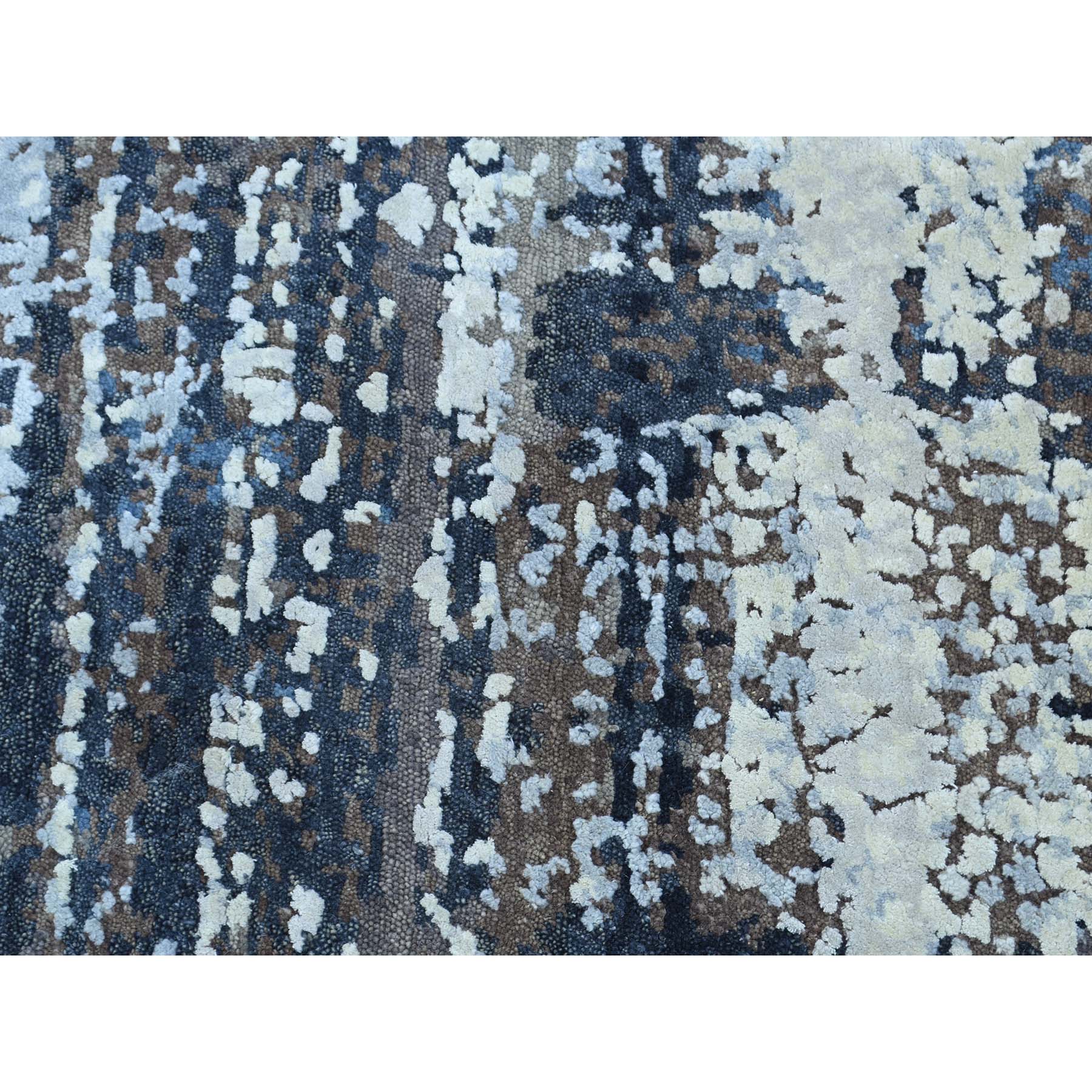 2-x2- Hand-Knotted Wool and Silk Abstract Square Hi and Low Pile Rug 