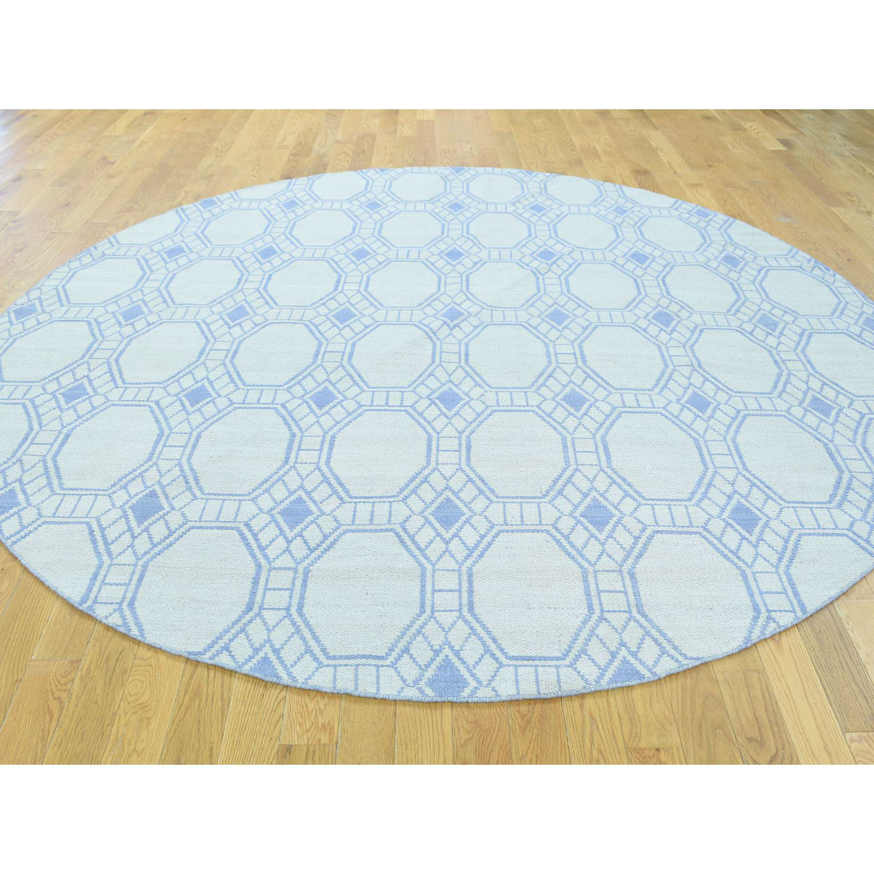 7-10 x7-10  Flat Weave Hand-Woven Reversible Durie Kilim Round Rug 