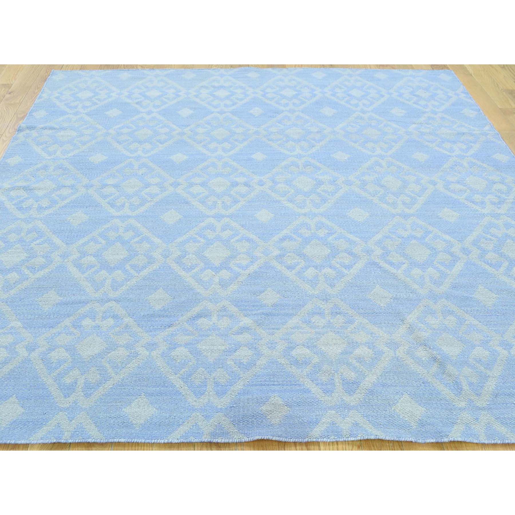 7-10 x7-10  Hand-Woven Flat Weave Reversible Durie Kilim Square Rug 