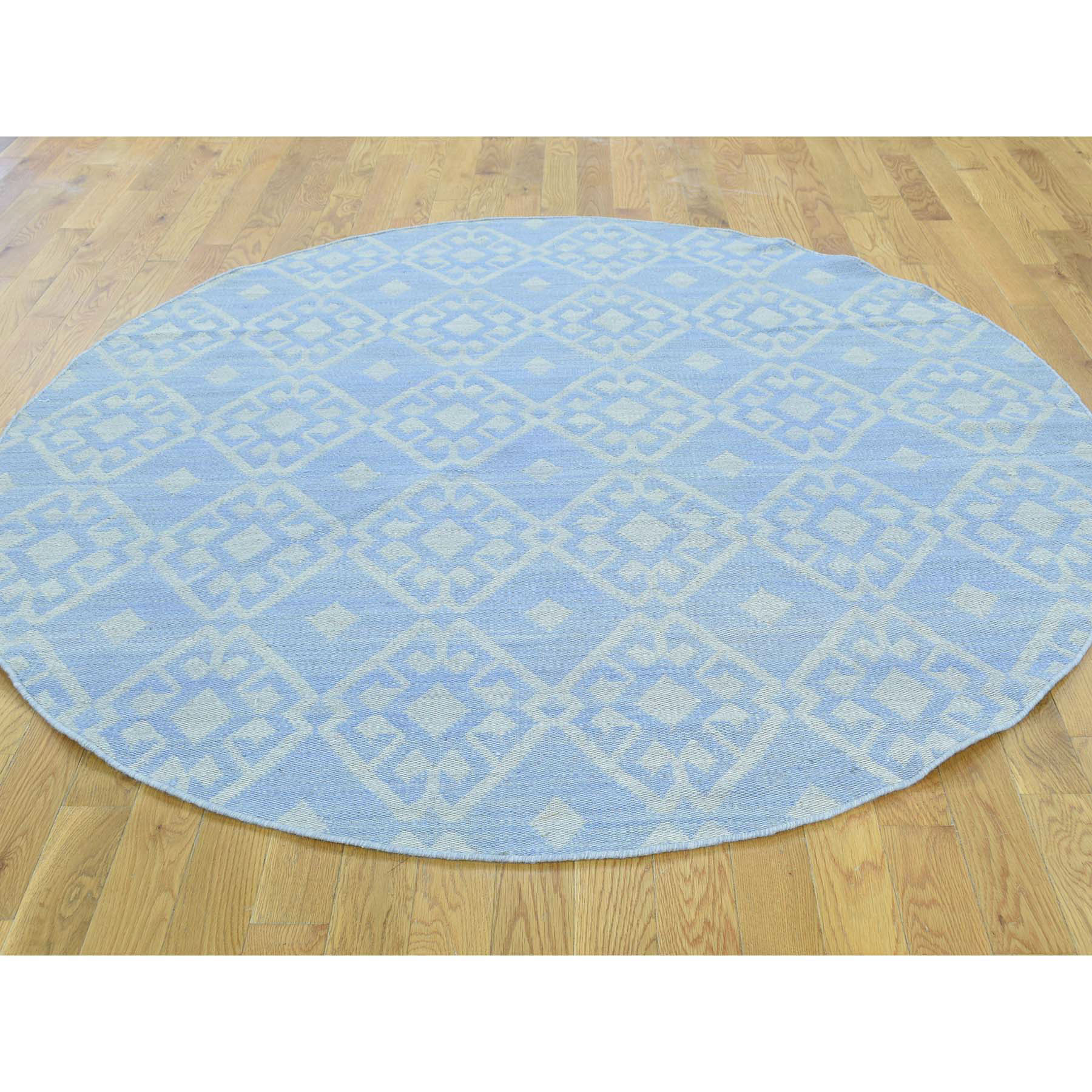 6-x6- Reversible Flat Weave Hand-Woven Durie Kilim Round Oriental Rug 