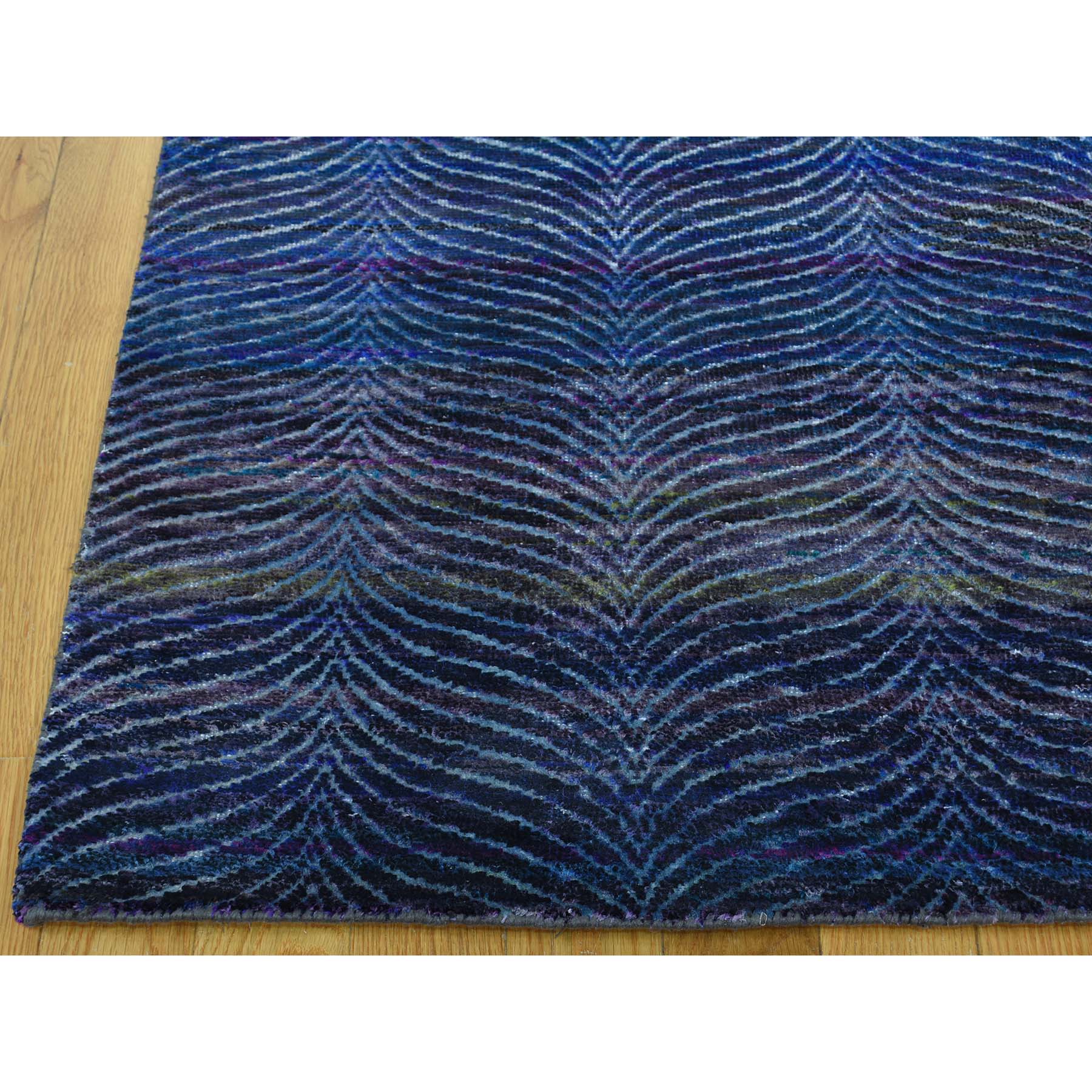 9-x12-2  Grass Design Sari Silk and Textured Wool Oriental Rug 