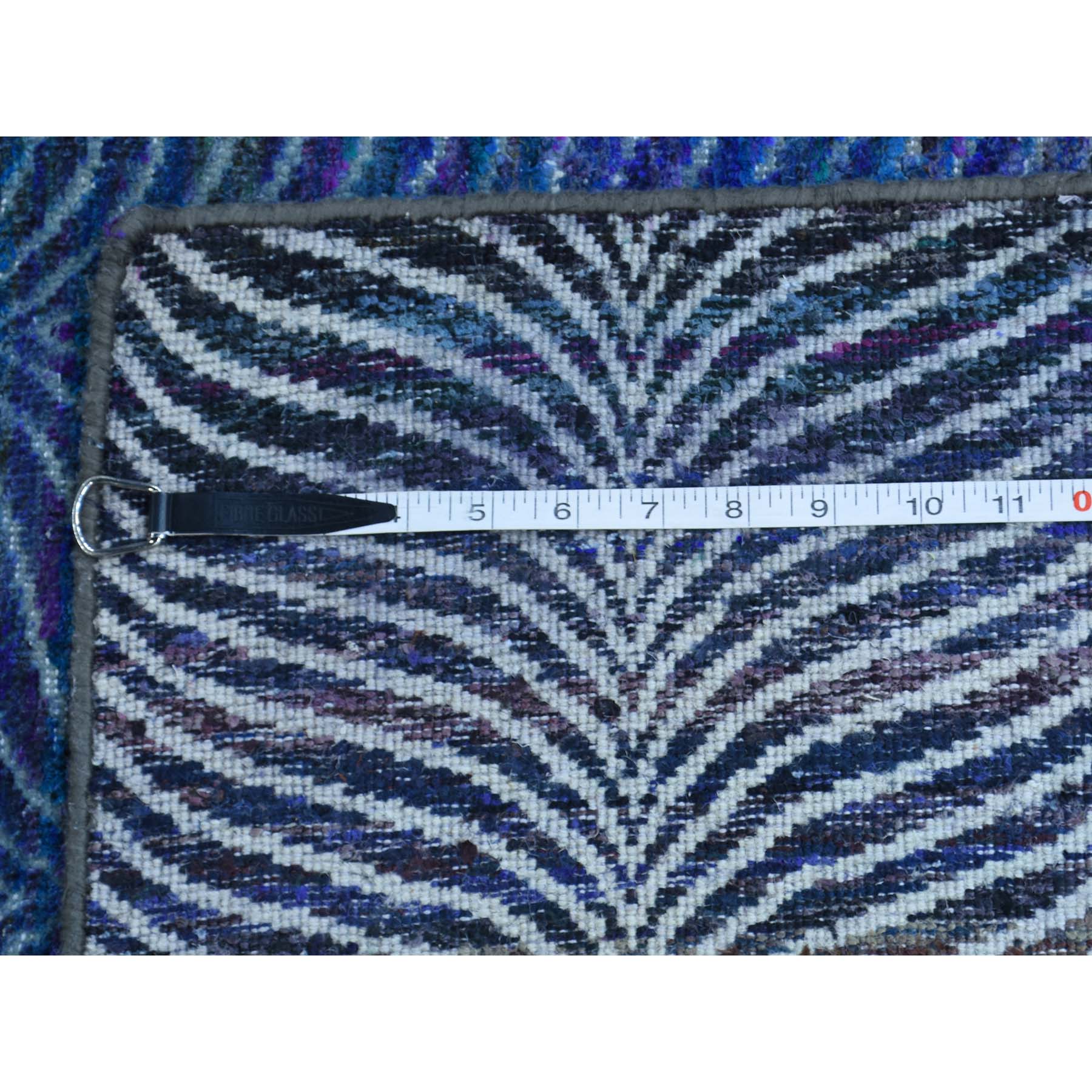 9-x12-2  Grass Design Sari Silk and Textured Wool Oriental Rug 