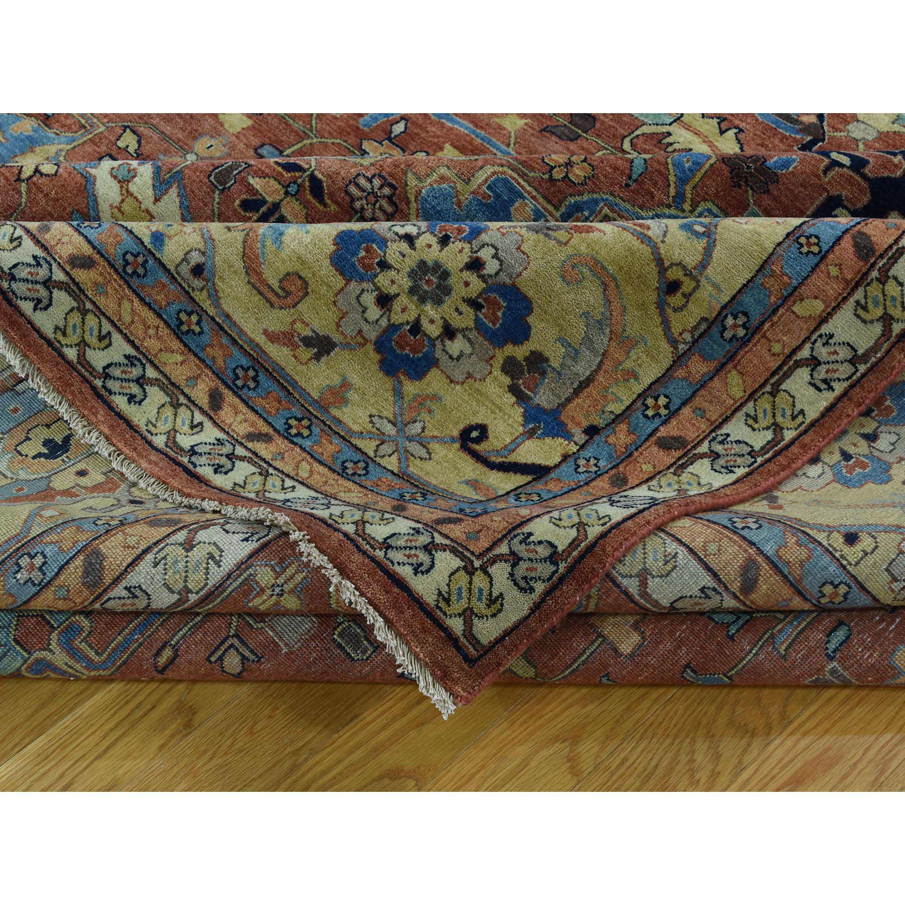 12-2 x14-9  Hand-Made Antiqued Heriz Re-creation Oversize Pure Wool Rug 