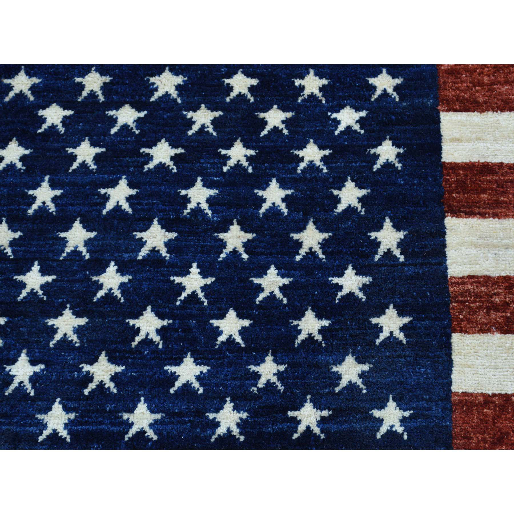 2-7 x3-10  Hand-Knotted Pure Wool Peshawar American Flag Wall Hanging Rug 