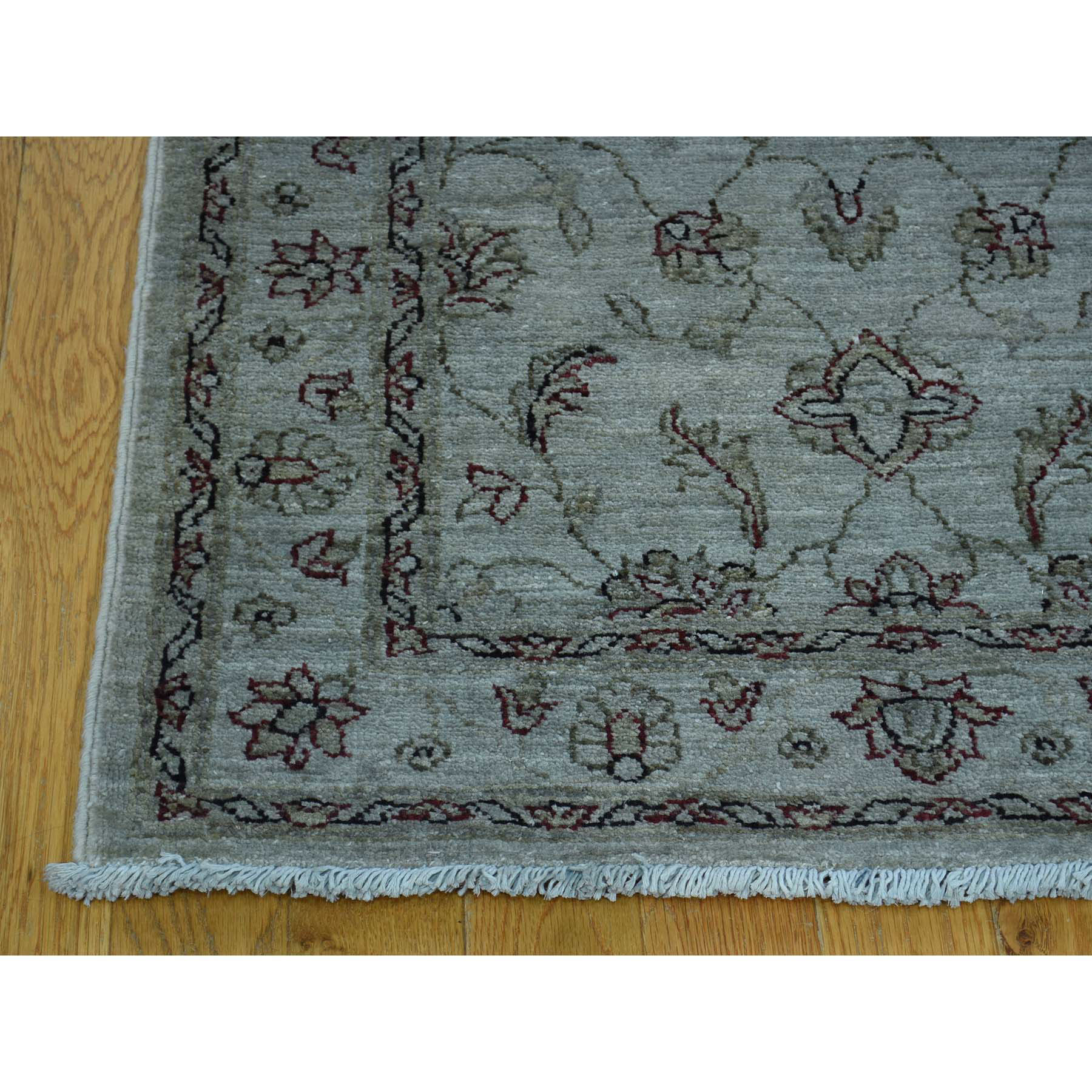 2-8 x13- Silver Wash Peshawar Pure Wool Hand-Knotted Runner Rug 