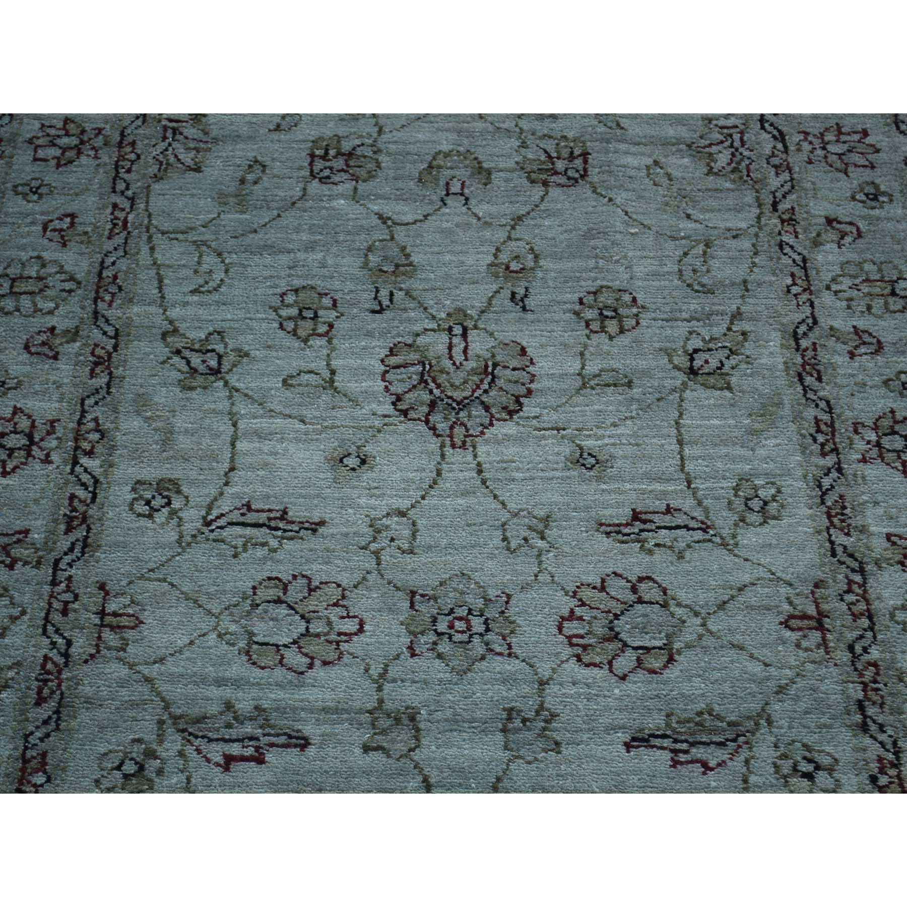 2-8 x13- Silver Wash Peshawar Pure Wool Hand-Knotted Runner Rug 