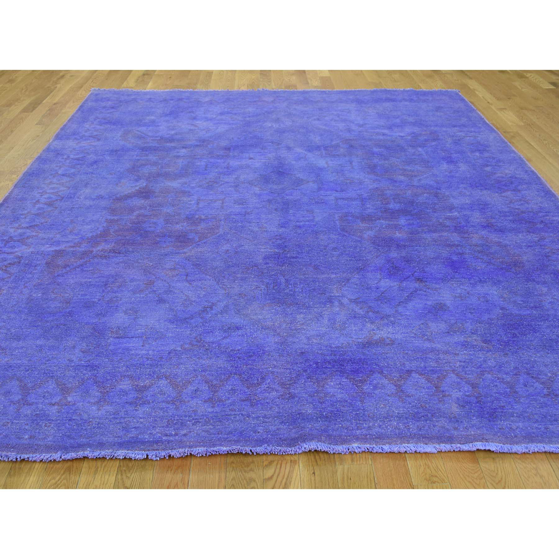7-10 x10-3  Overdyed Peshawar Hand-Knotted Pure Wool Oriental Rug 