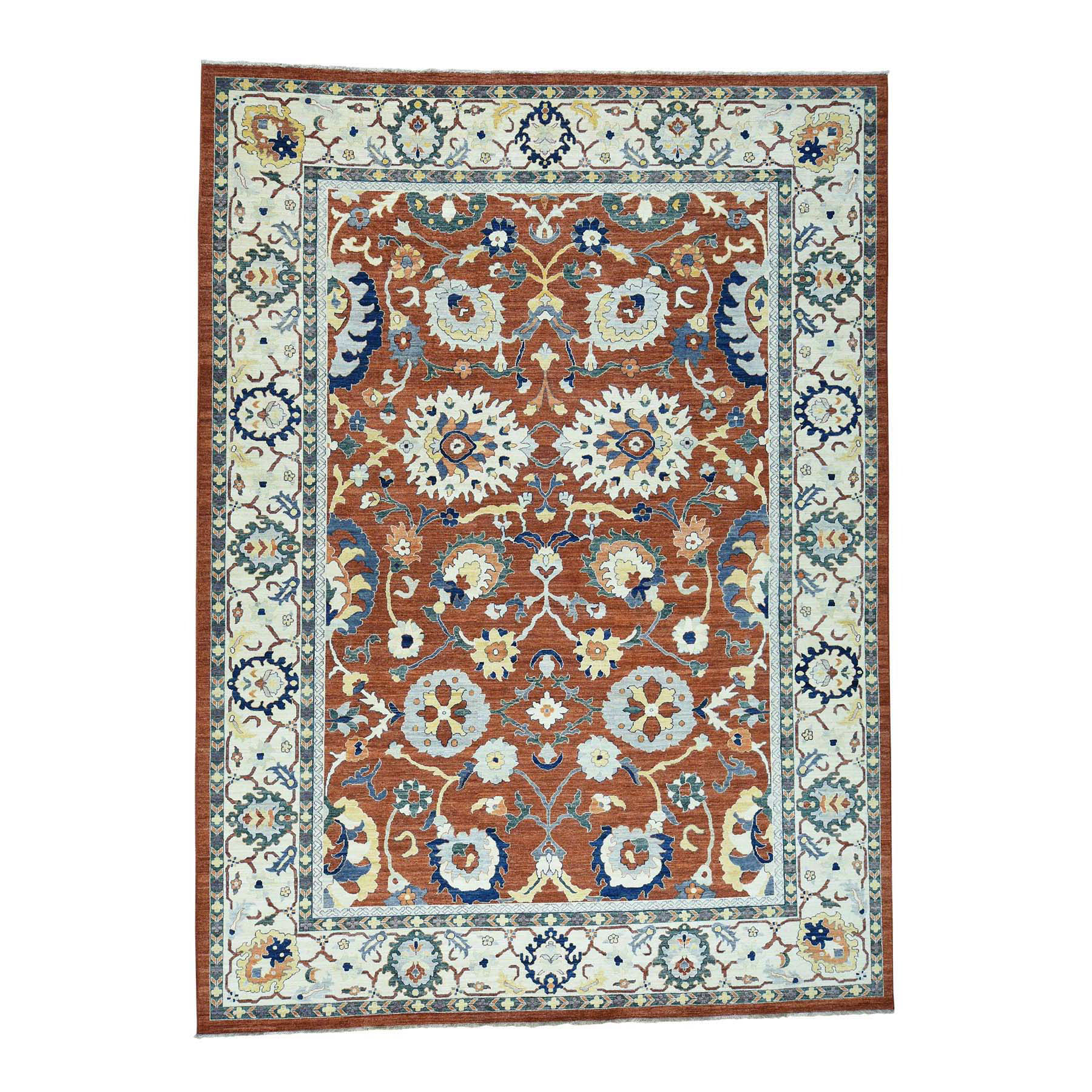 10-x14- Hand-Knotted Pure Wool Peshawar Sultanabad Design Oriental Rug 