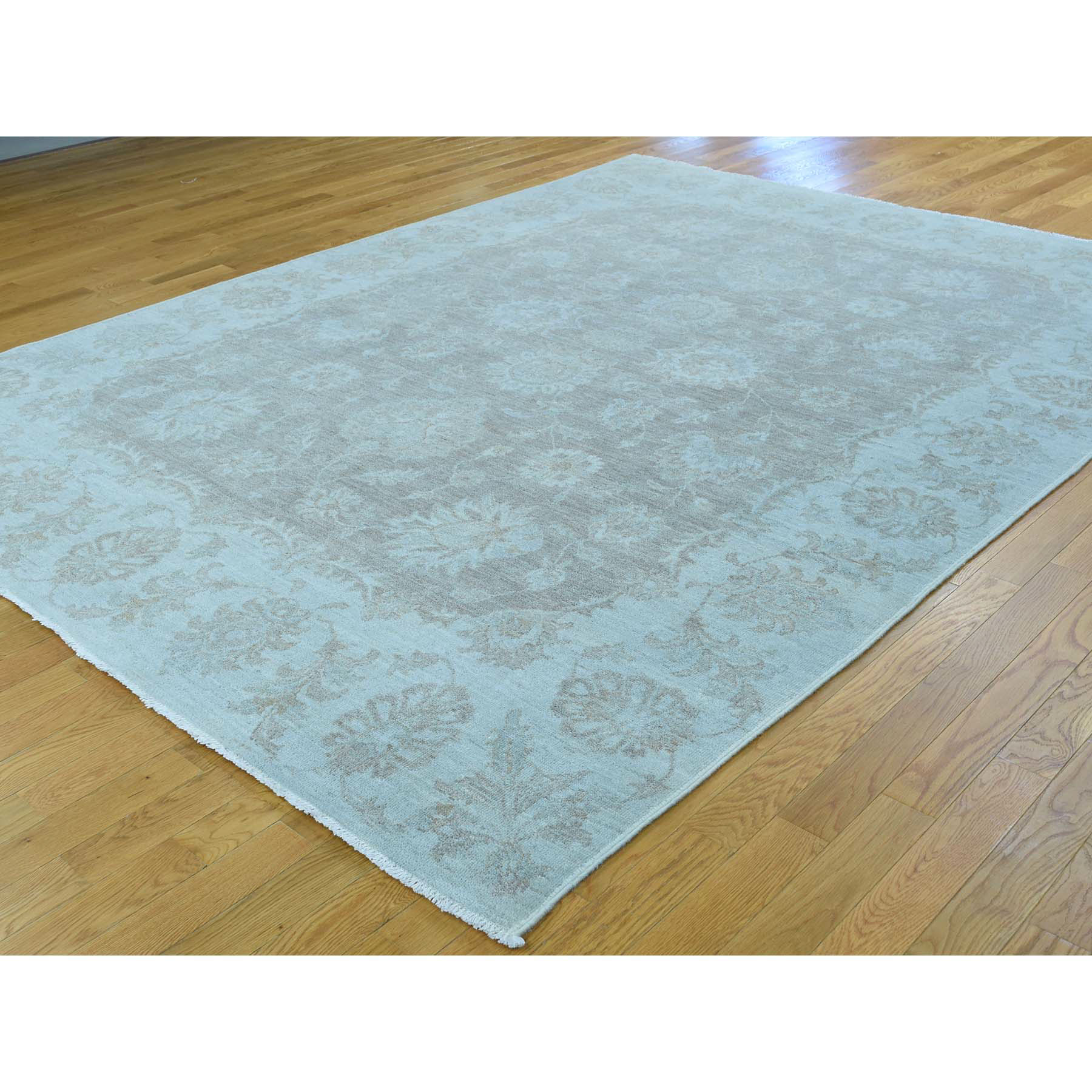 7-10 x10-5  Peshawar White Wash Hand-Knotted Pure Wool Oriental Rug 