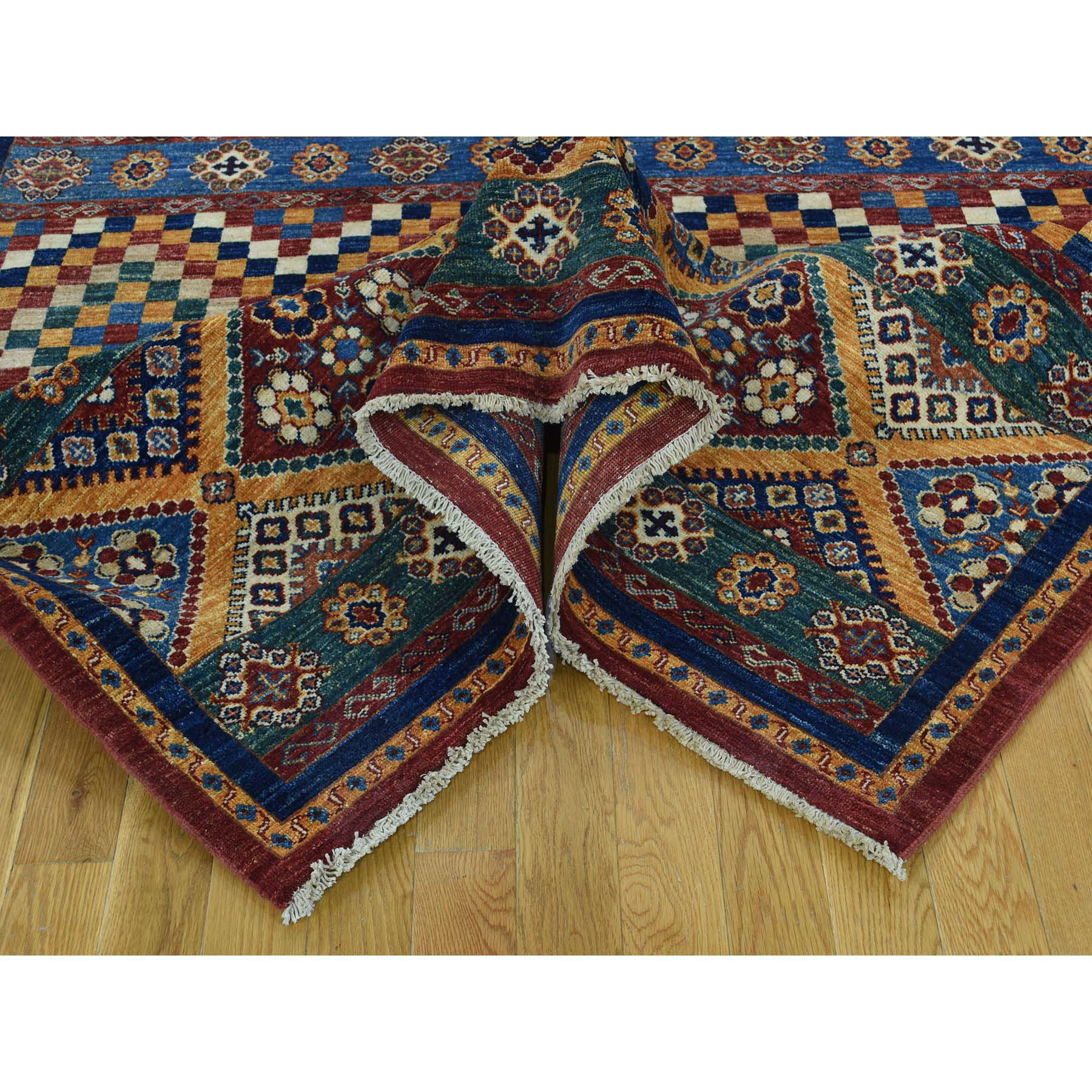 5-7 x8- Super Kazak Khorjin Hand-Knotted Pure Wool Oriental Rug 