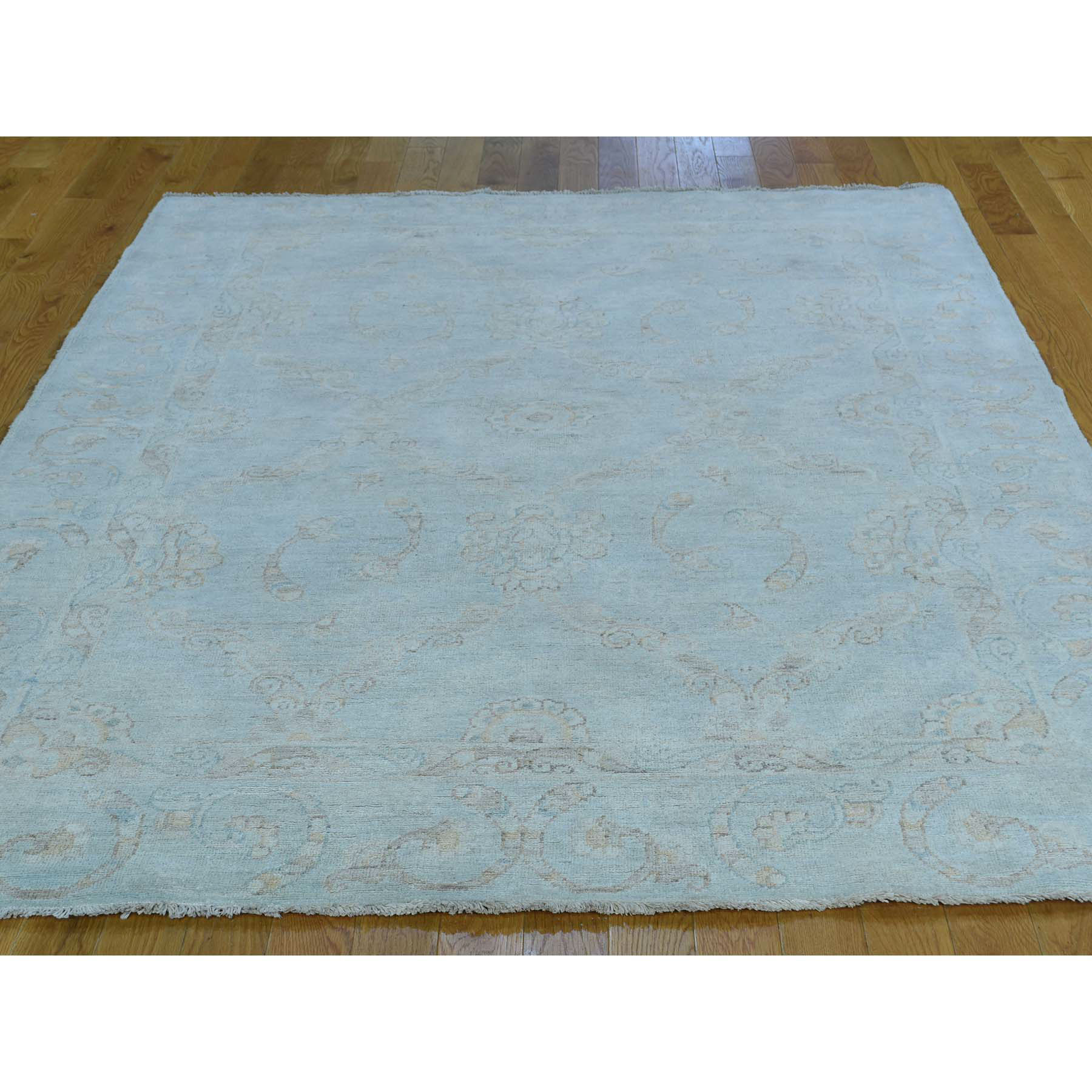 5-2 x7- Pure Wool Hand-Knotted White Wash Peshawar Oriental Rug 