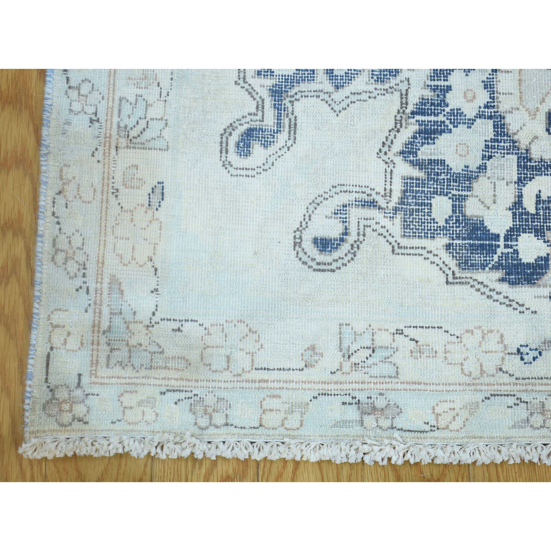 9-9 x13-6  Sheared Thin Kerman White Wash Hand-Knotted Persian Rug 