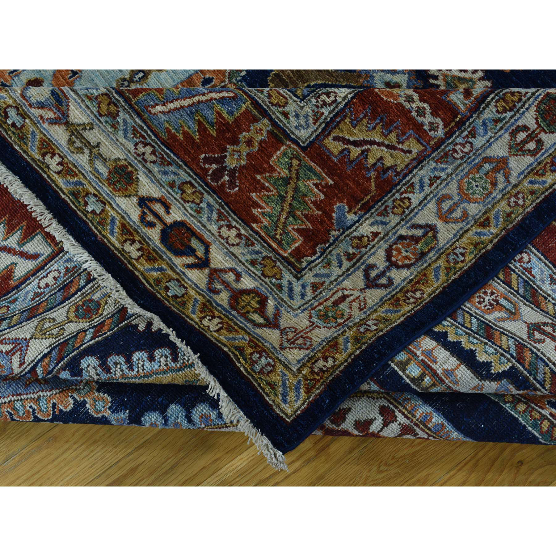 9-1 x11-10  Peshawar Antiqued Heriz Hand-Knotted Pure Wool Oriental Rug 