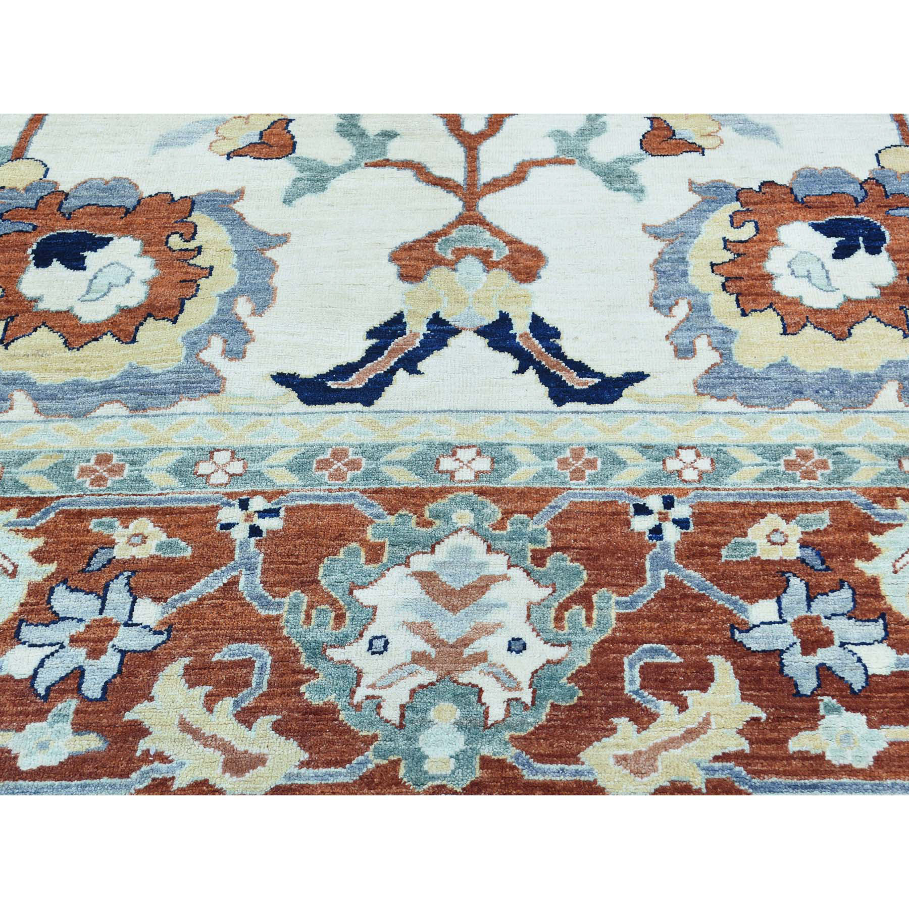 9-1 x12-1  Peshawar Sultanabad Design Hand-Knotted Pure Wool Oriental Rug 