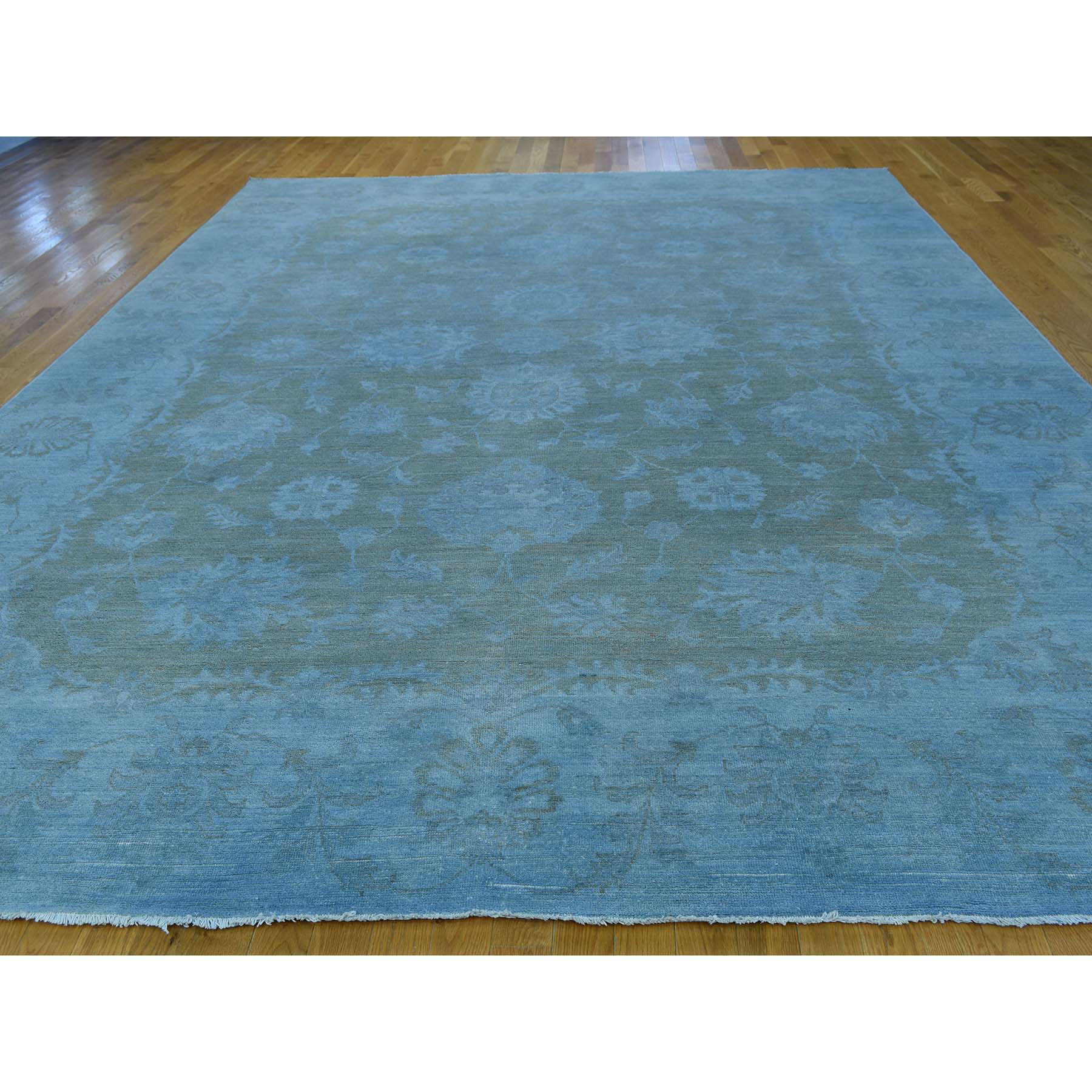10-x14-3  Pure Wool Silver Wash Peshawar Hand-Knotted Persian Rug 