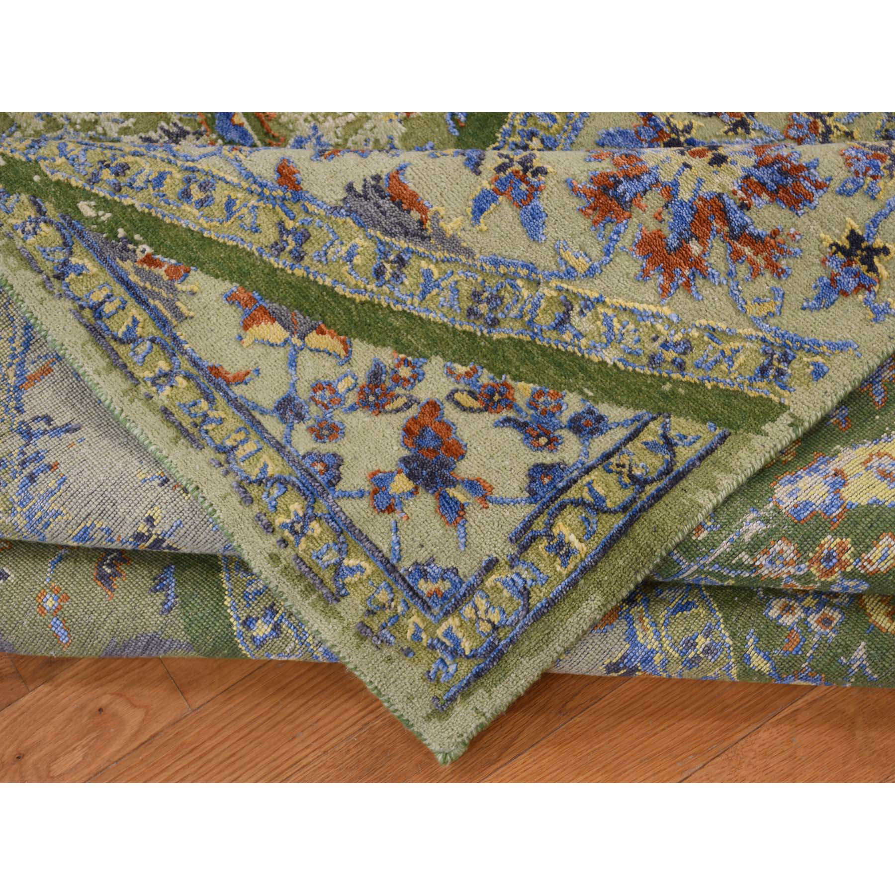 7-9 x9-10  Silk and Textured Wool Broken Persian Tabriz Design Rug 