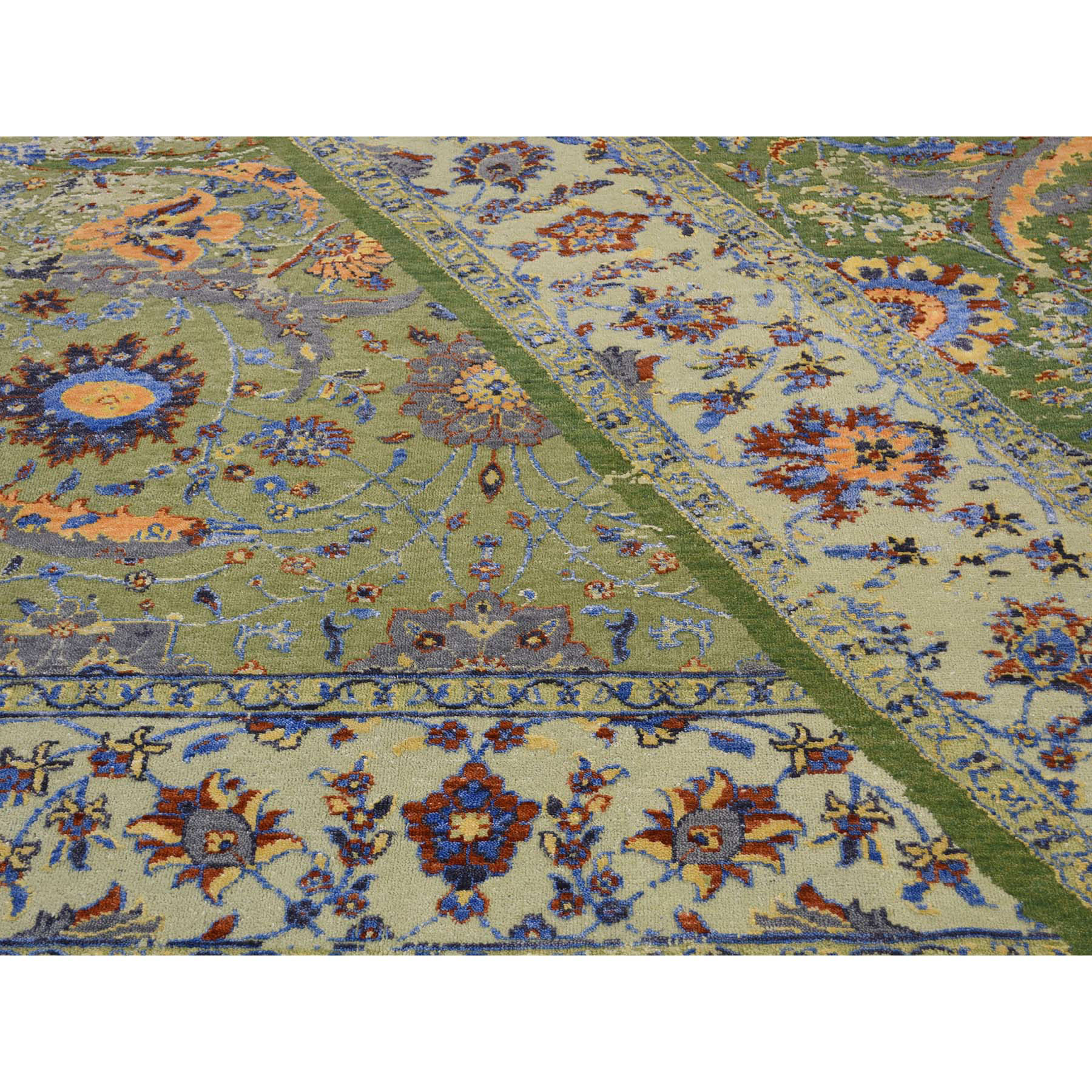 7-9 x9-10  Silk and Textured Wool Broken Persian Tabriz Design Rug 