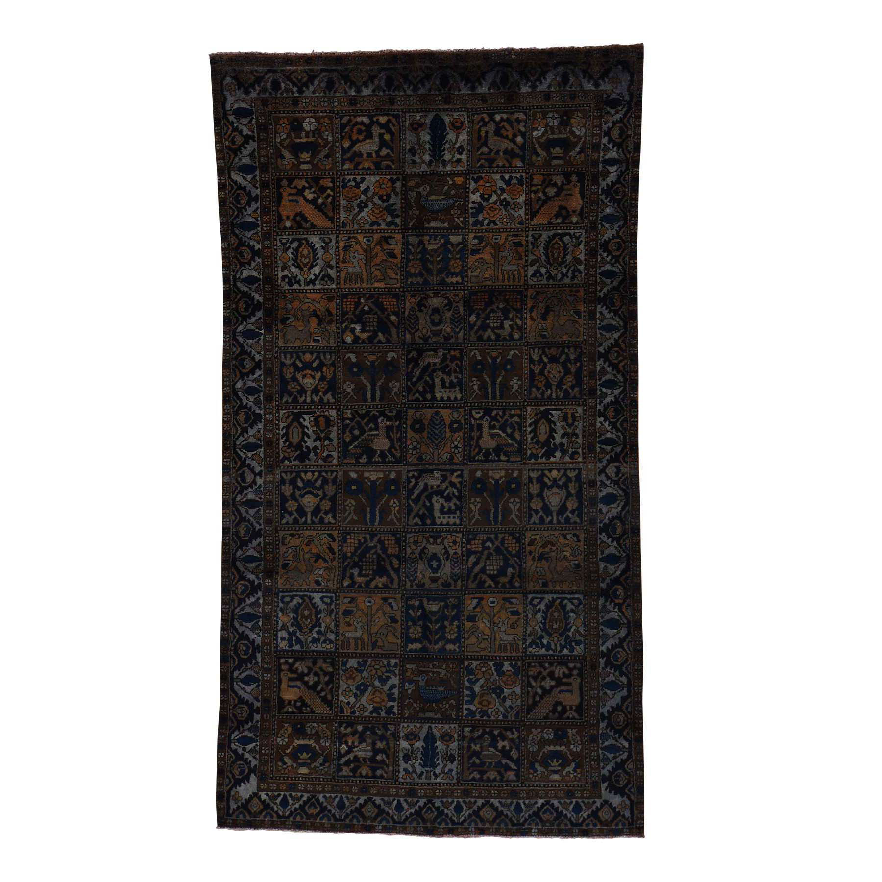 5-2 x9-5  Handmade Wool Persian Bakhtiari Overdyed Vintage Wide Runner Rug 