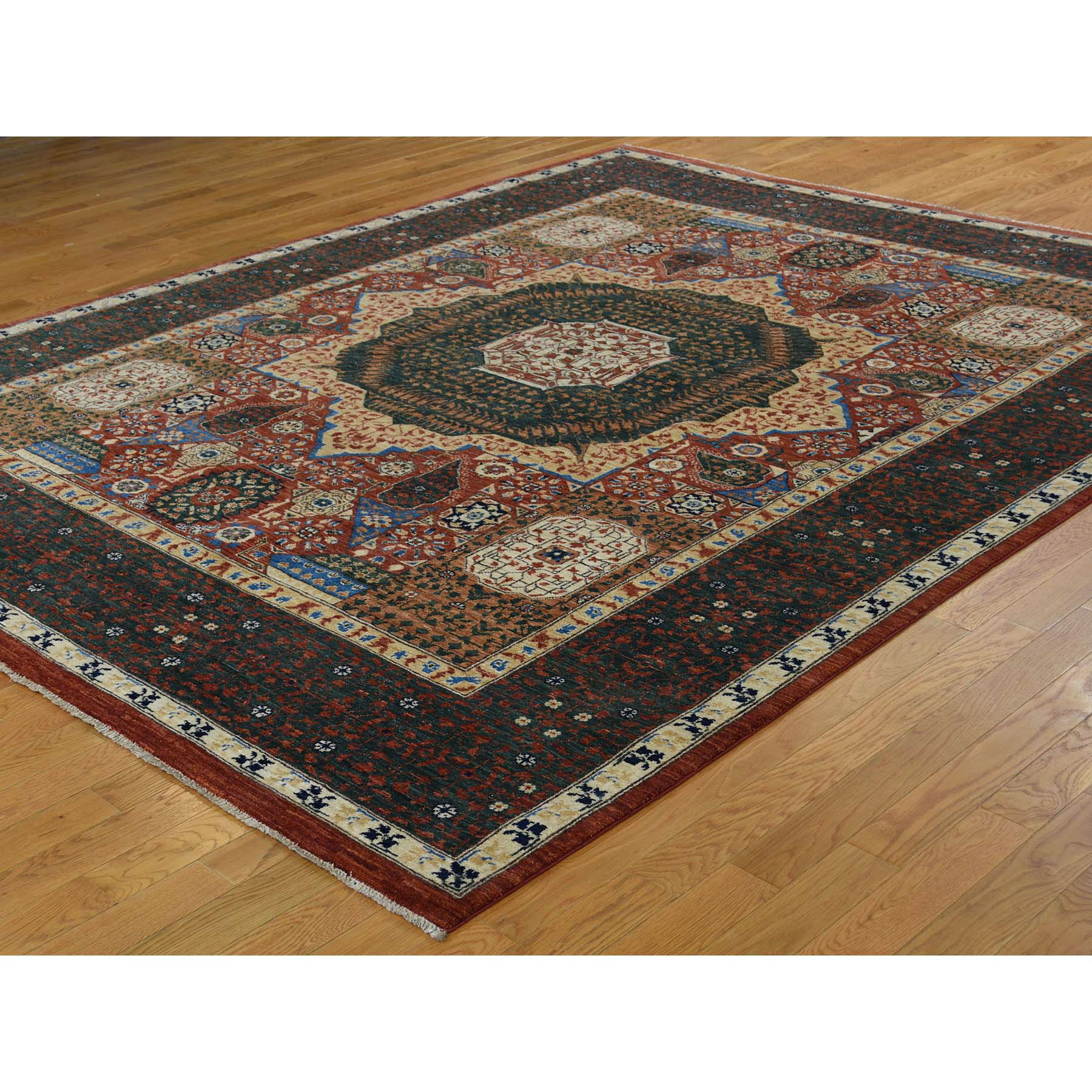 8-1 x10- Peshawar with Mamluk Design Hand-Knotted Pure Wool Oriental Rug 