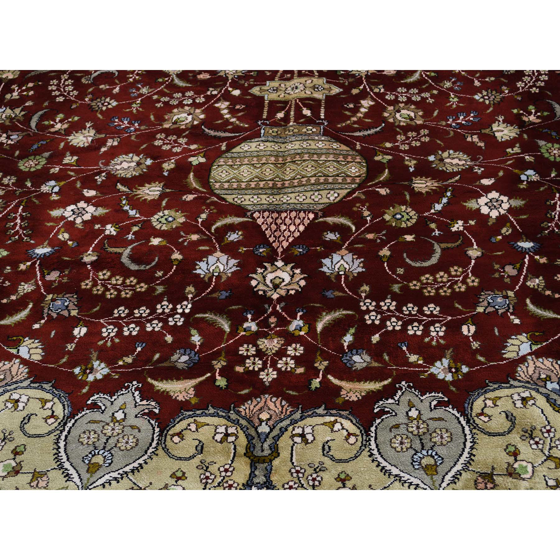 12-x18- Silken Kashan 250 kpsi Oversize Hand-Knotted Oriental Rug 