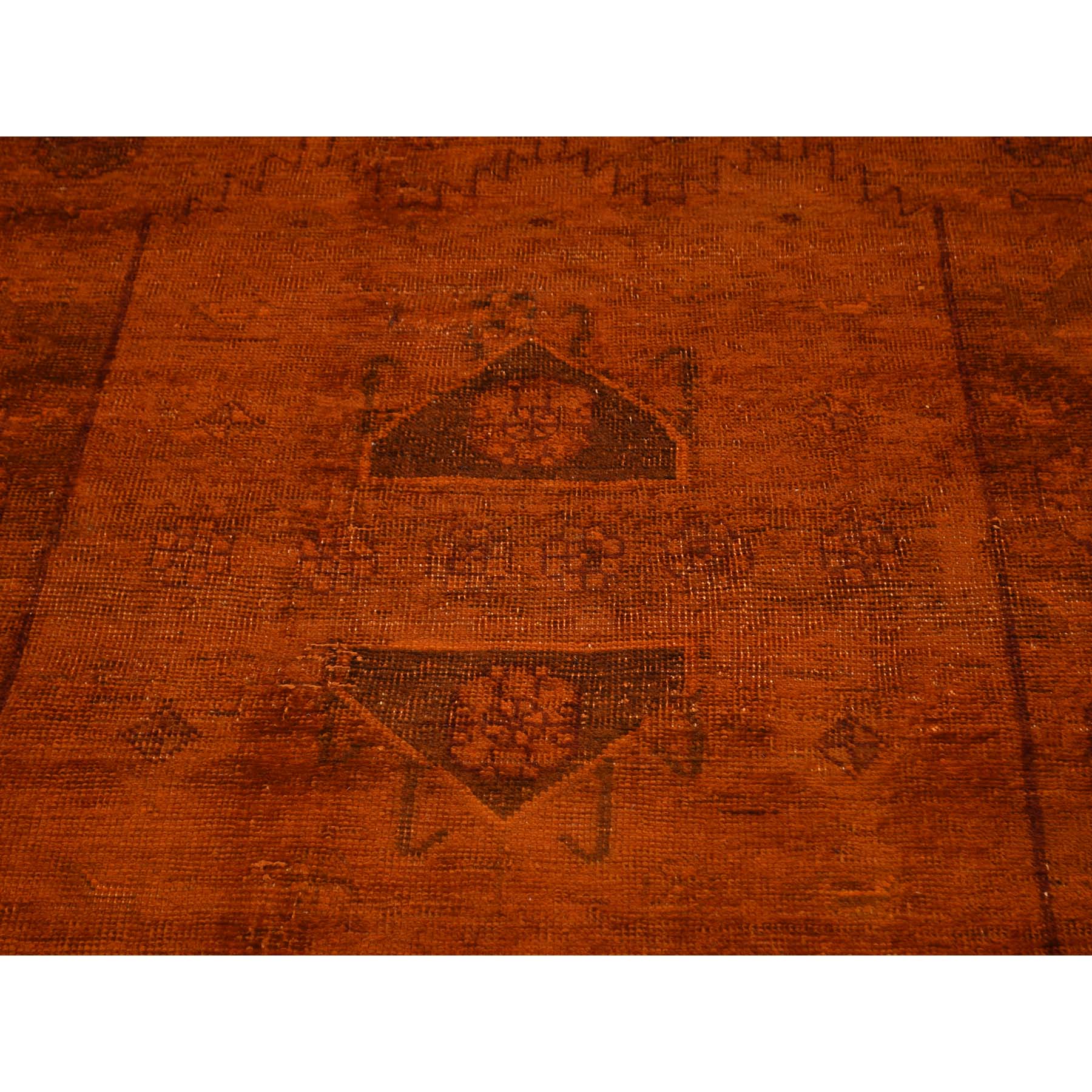4-8 x9- Shiraz Overdyed Hand-Knotted Worn Wool Persian Wide Runner Rug 