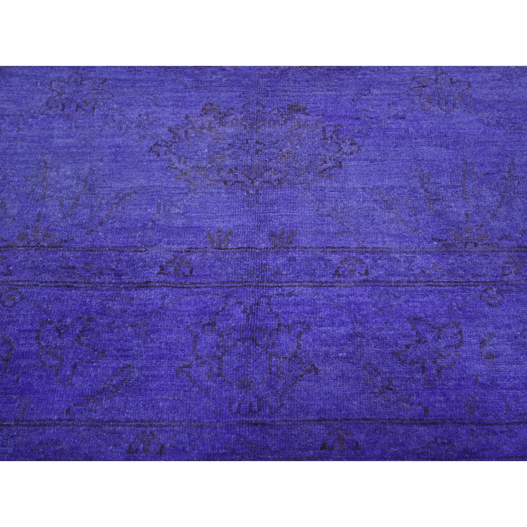 6-x8-7-- Purple Peshawar Overdyed Hand-Knotted Pure Wool Oriental Rug 