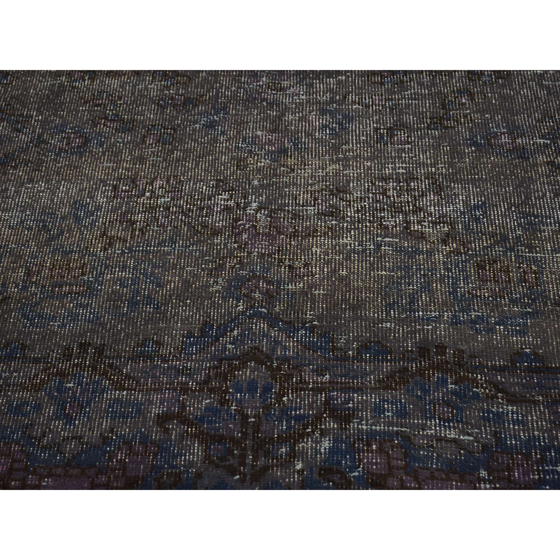 4-10--x9-10-- Persian Overdyed Hamadan Worn Hand-Knotted Wide Runner Rug 
