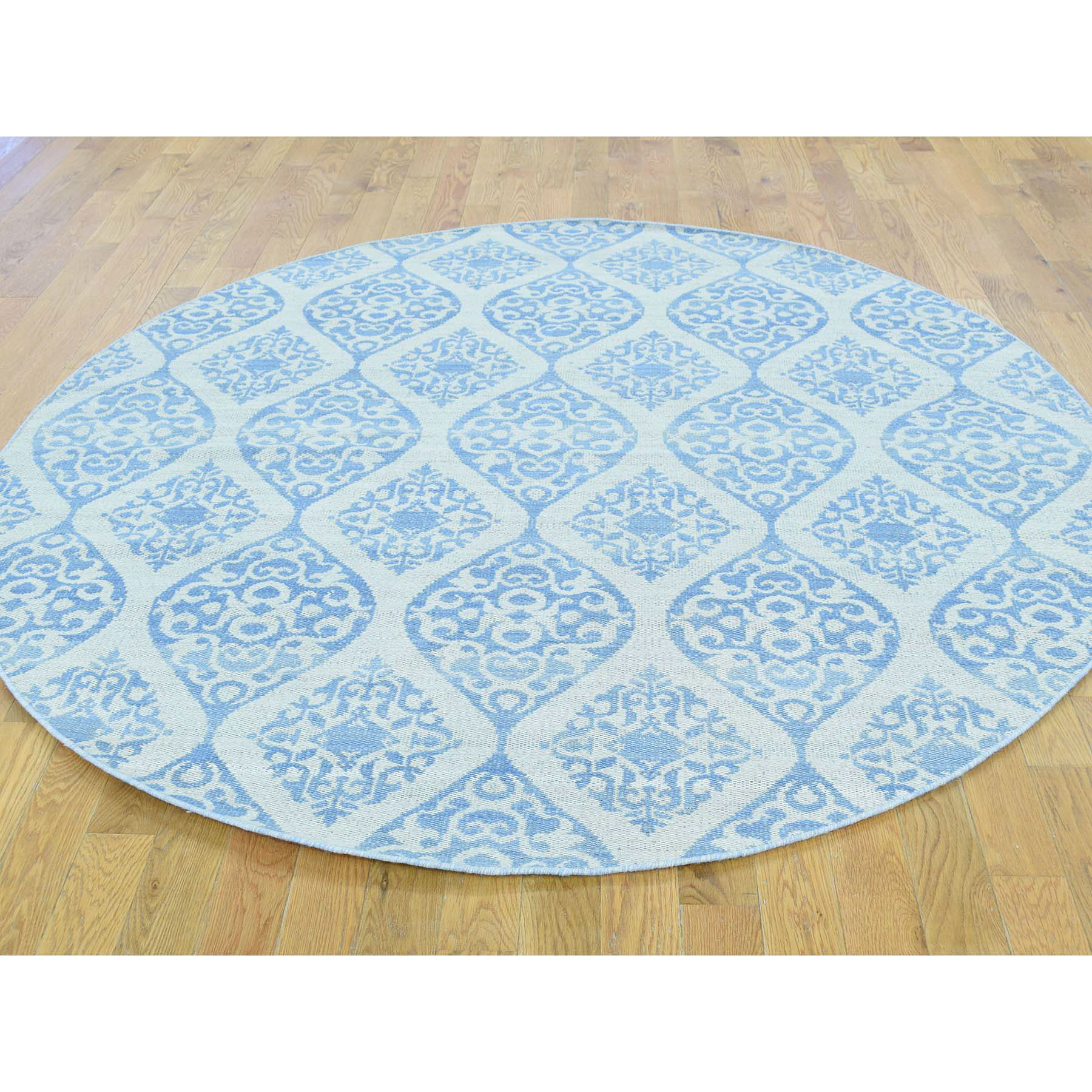 6-x6- Reversible Flat Weave Round Hand Woven Durie Kilim Rug 