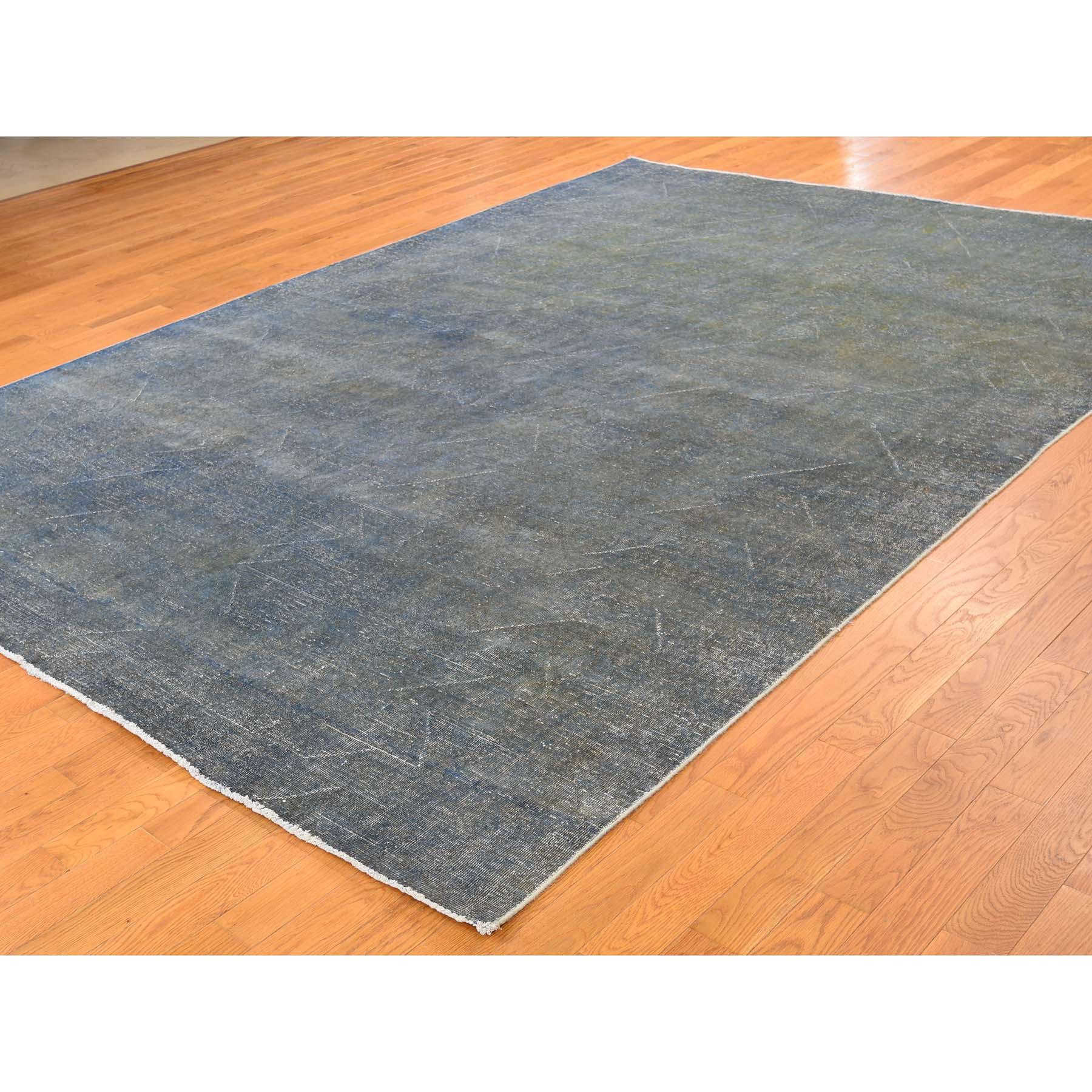 8-2--x10-10-- Hand-Knotted Grey Overdyed Persian Tabriz Worn Rug 