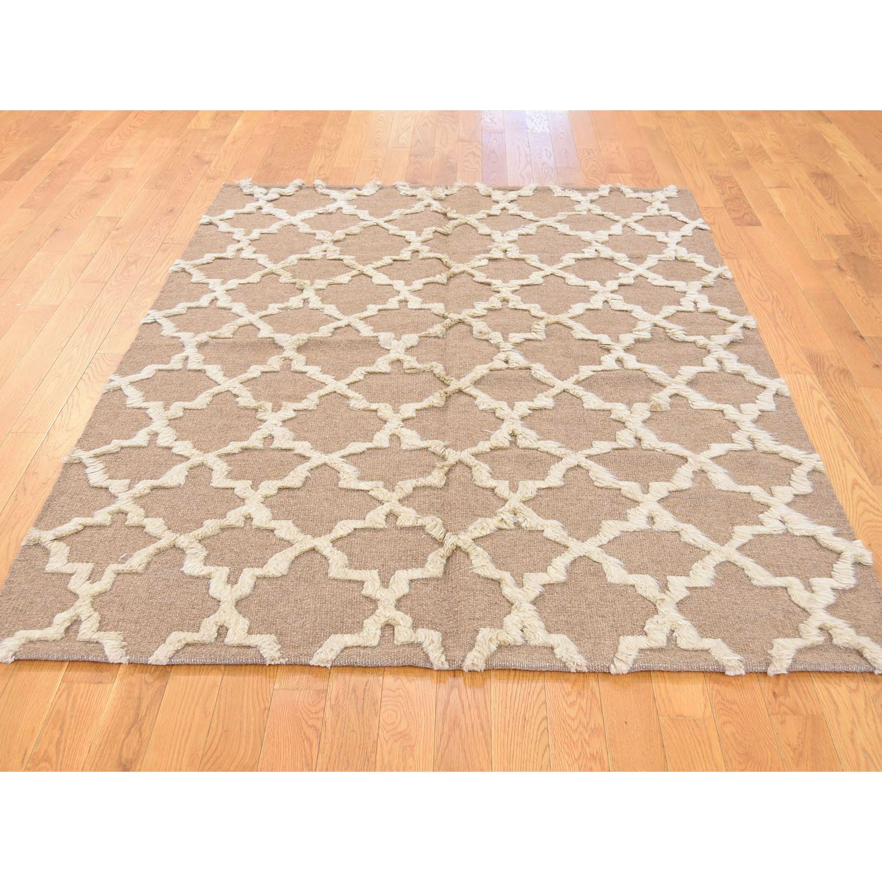 5-x7- Pure Wool Hand-Knotted Moroccan Geometric Design Oriental Rug 