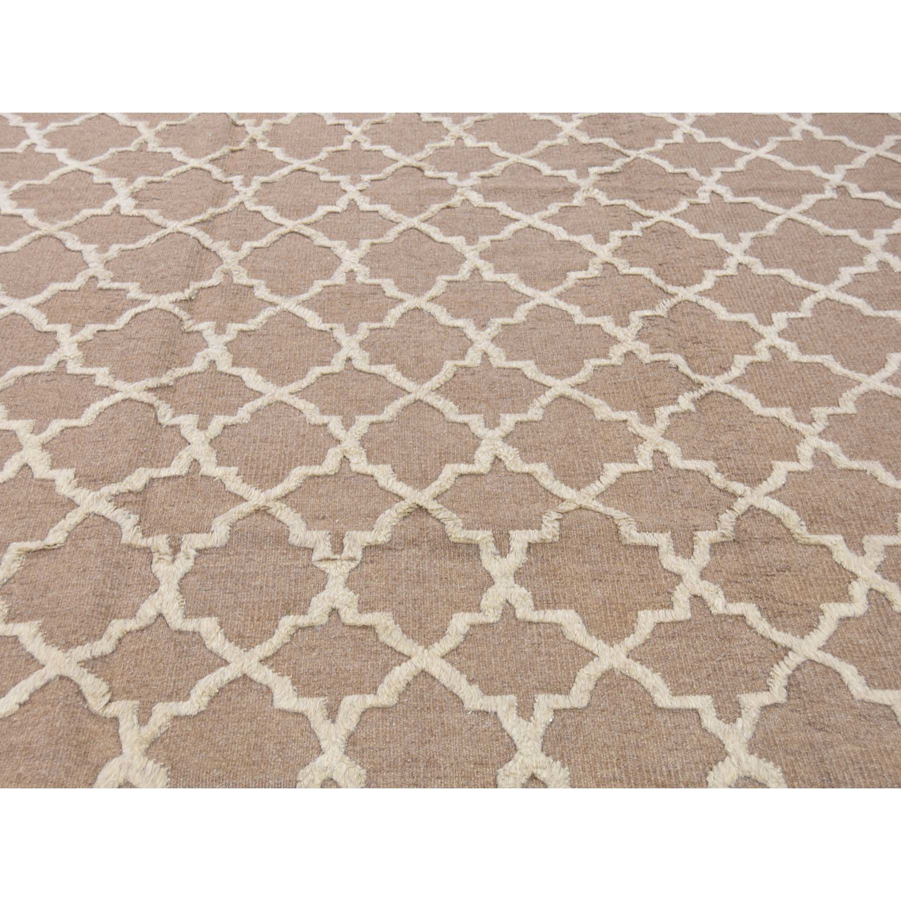 7-10--x9-9-- Moroccan Embossed Pile Pure Wool Hand Knotted Oriental Rug 