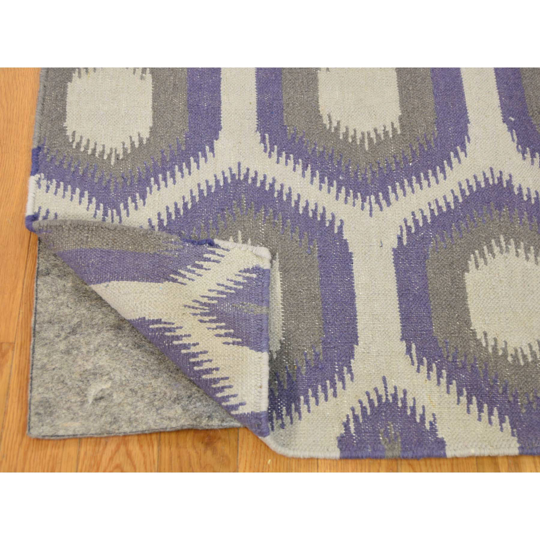 8-10--x12-2-- Purple Flat Weave Durie Kilim Reversible Hand Woven Rug 