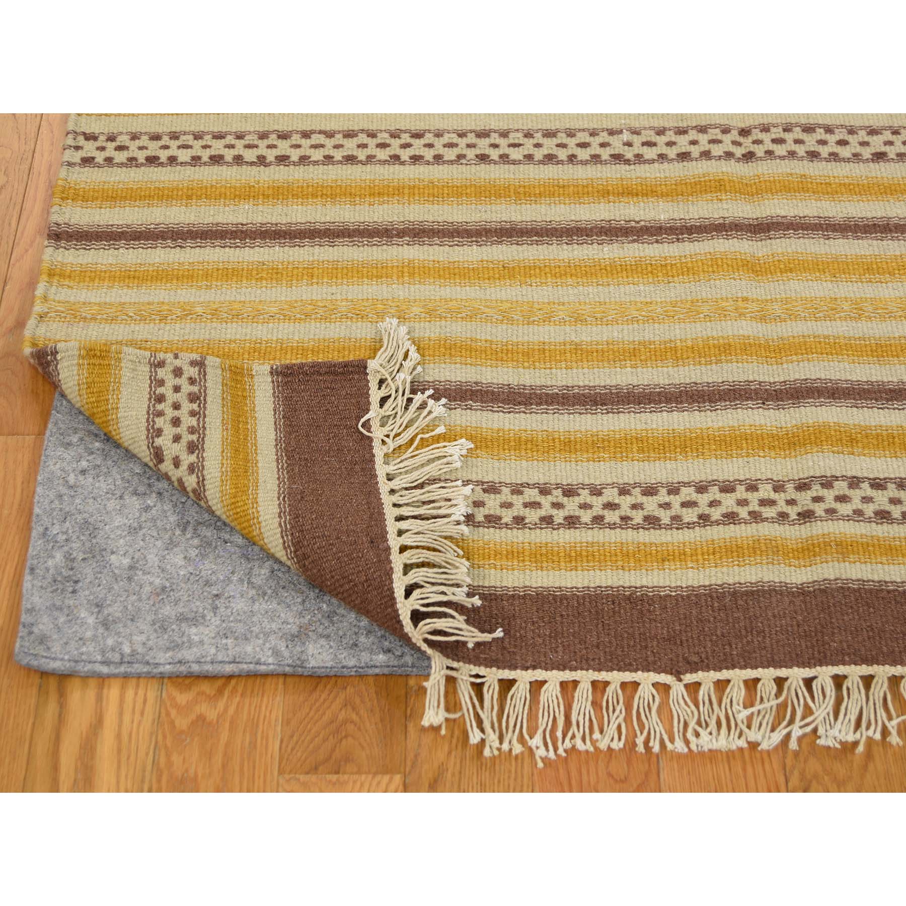 3-10--x6- Striped Flat Weave Durie Kilim Hand Woven Reversible Rug  