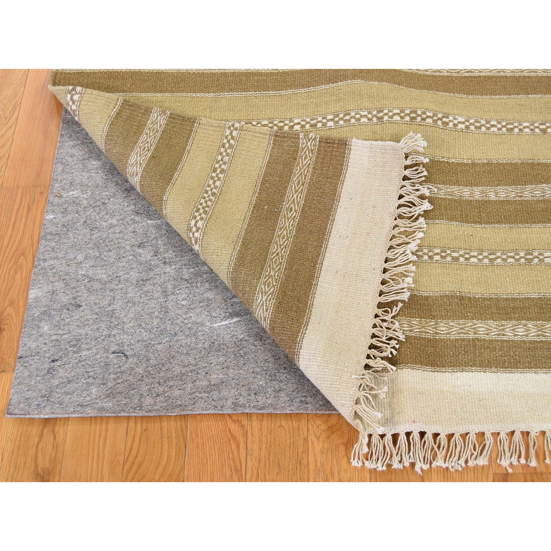 3-9--x6- Reversible Hand Woven Striped Durie Kilim Flat Weave Rug 