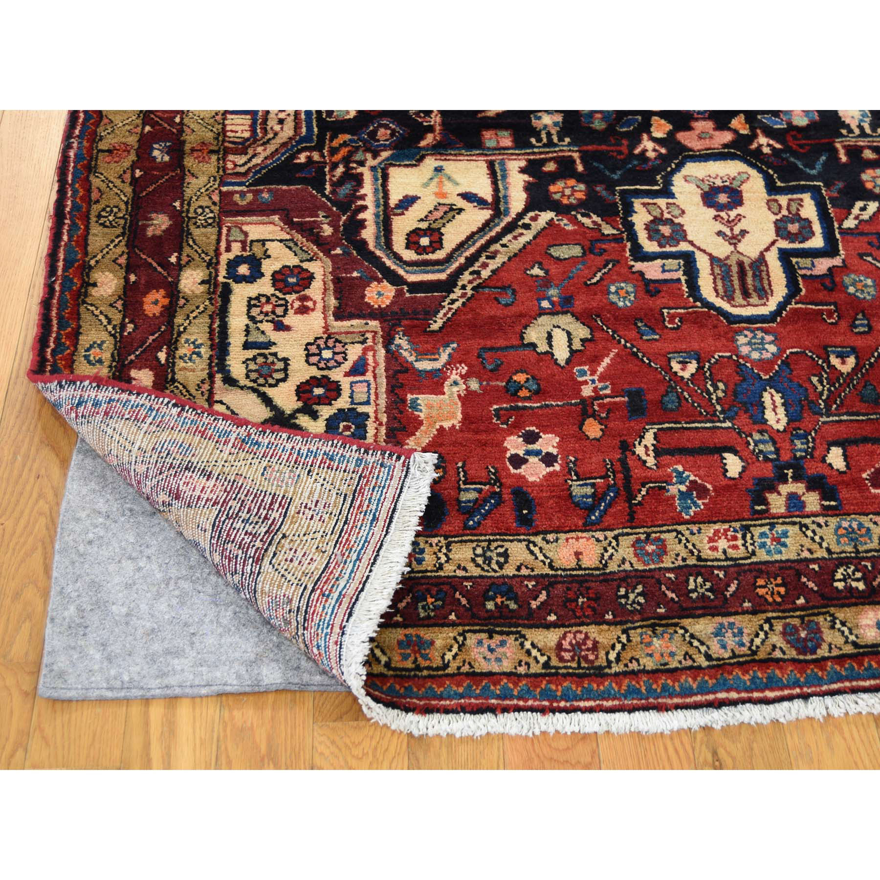 5-3--x9- Persian Nahavand Hand-Knotted Pure Wool Wide Runner Rug 