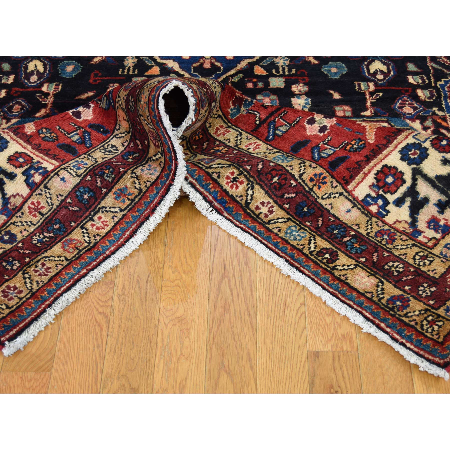 5-3--x9- Persian Nahavand Hand-Knotted Pure Wool Wide Runner Rug 