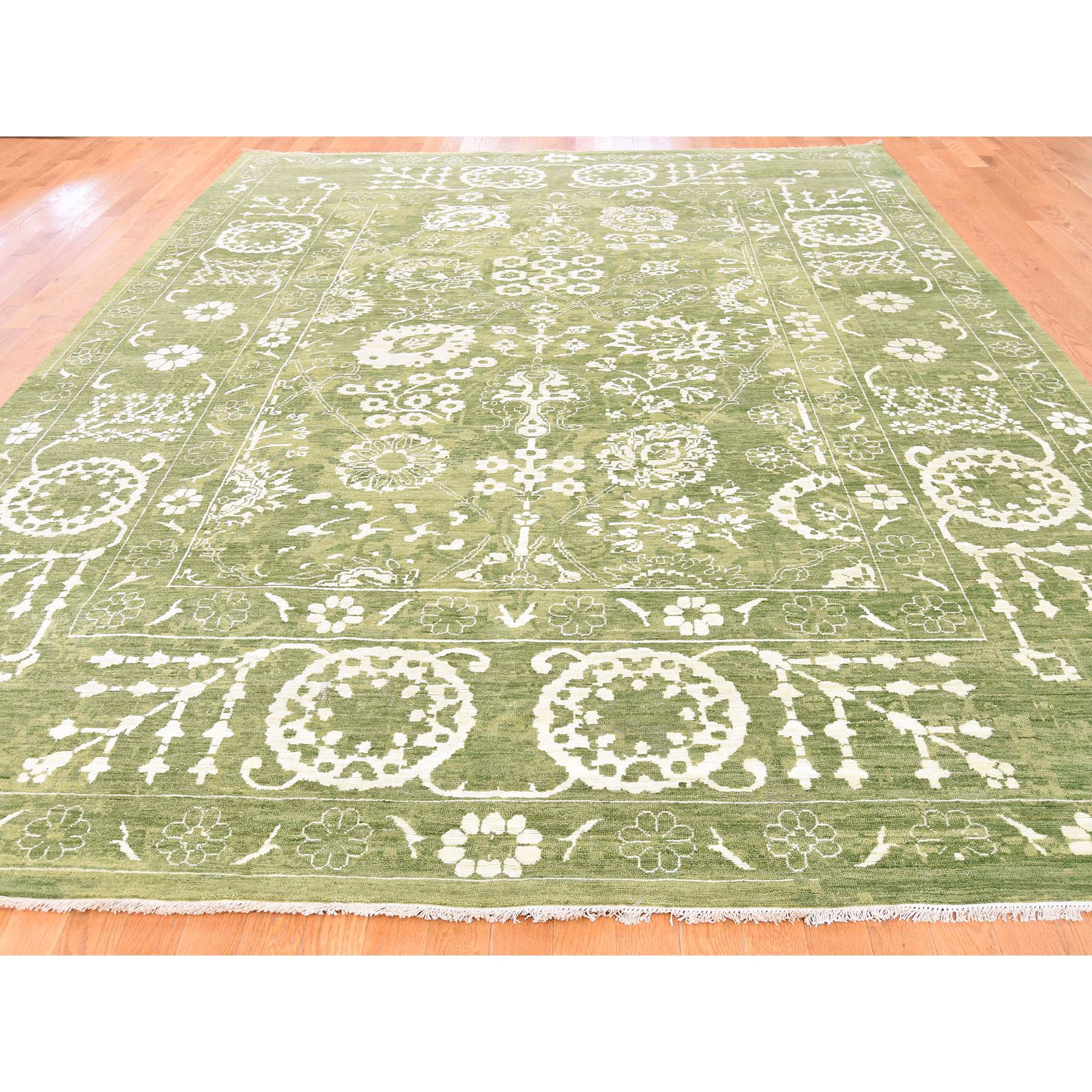 9-x12-2-- Hand-Knotted Wool And Silk Tone on Tone Tabriz Oriental Rug 