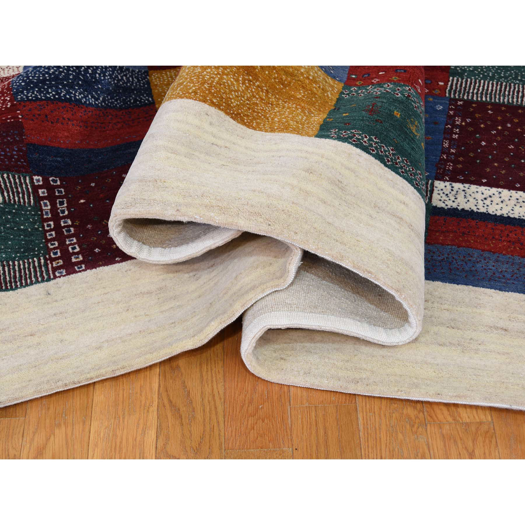 8-3--x9-9-- Persian Wool Hand Made Lori Buft Gabbeh Patchwork Design Rug 