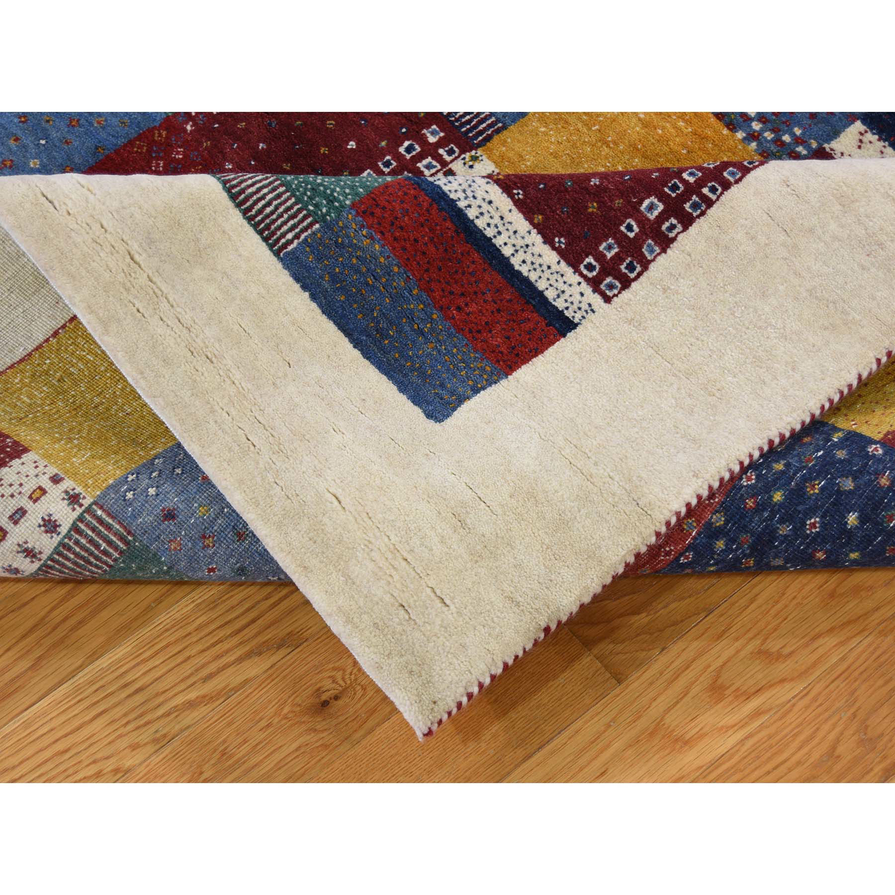 5-4--x8-1-- Persian Wool Hand-Made Lori Buft Gabbeh Patchwork Design Rug 