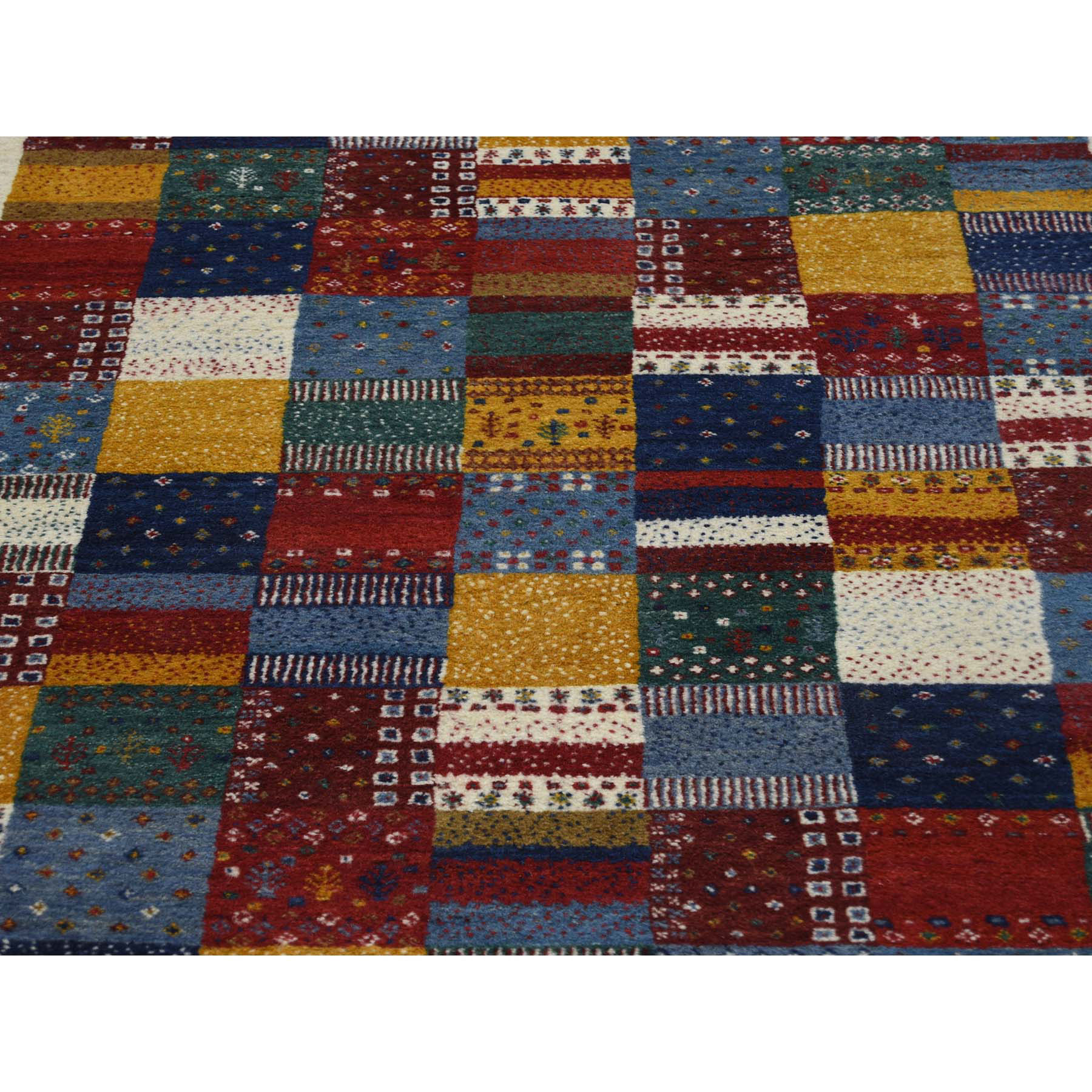 4-x6- Persian Wool Hand Knotted Lori Buft Gabbeh Patchwork Design Rug 