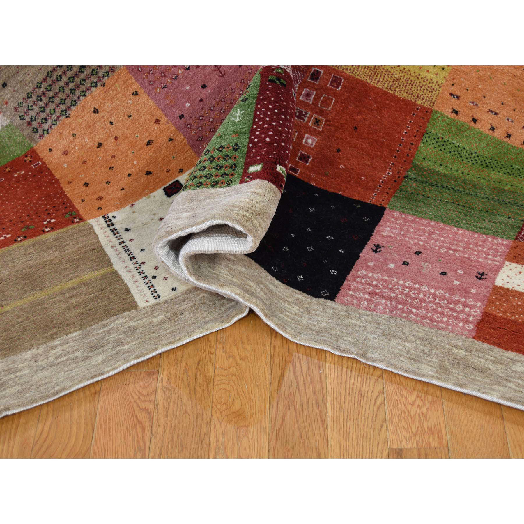 5-8--x8- Persian Wool Hand-Made Lori Buft Gabbeh Patchwork Design Rug 