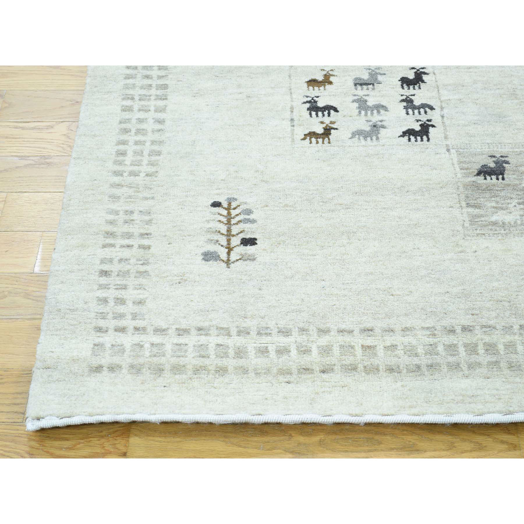 4-x6- Hand-Knotted Persian Wool Lori Buft Gabbeh Ivory Oriental Rug 