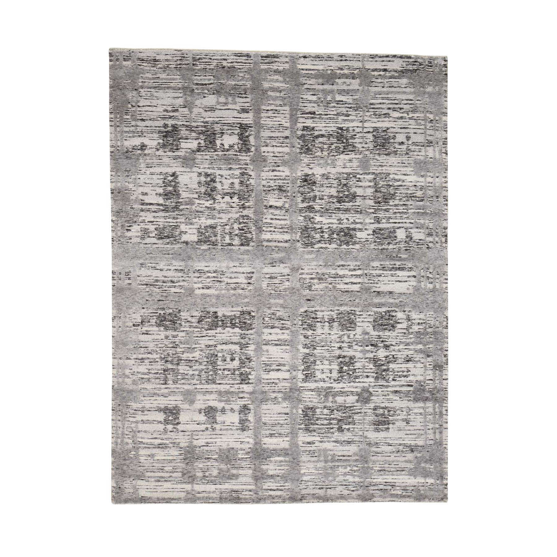 5-3--x7- Hand Spun Undyed Natural Wool Grey Modern Oriental Rug 